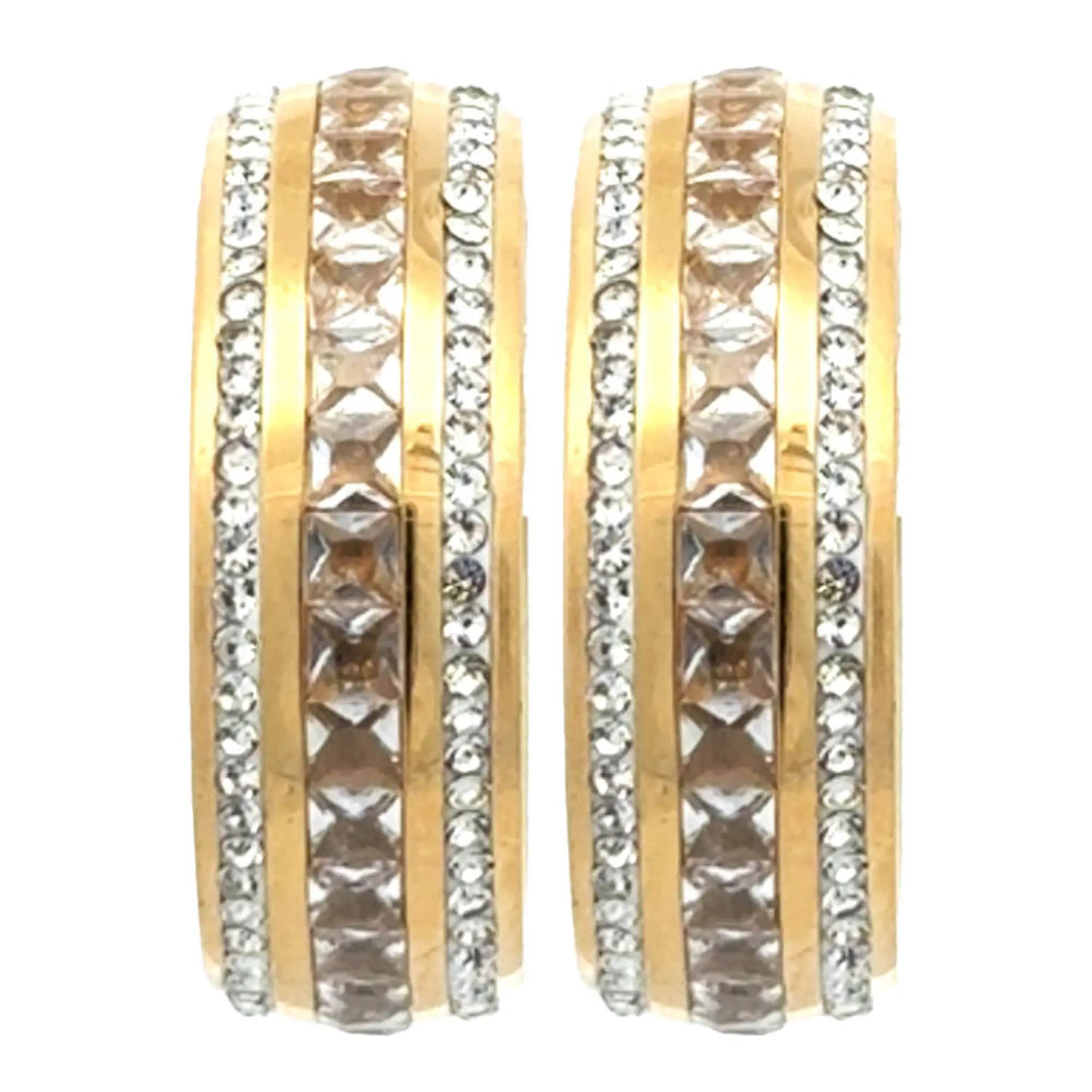 A&C Oslo AS Steel - Crystal Sparkle øreringer med krystallstener gull