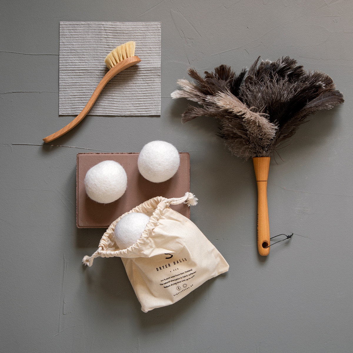 Simple Goods Wool oppvaskbørste hard 23 cm tre