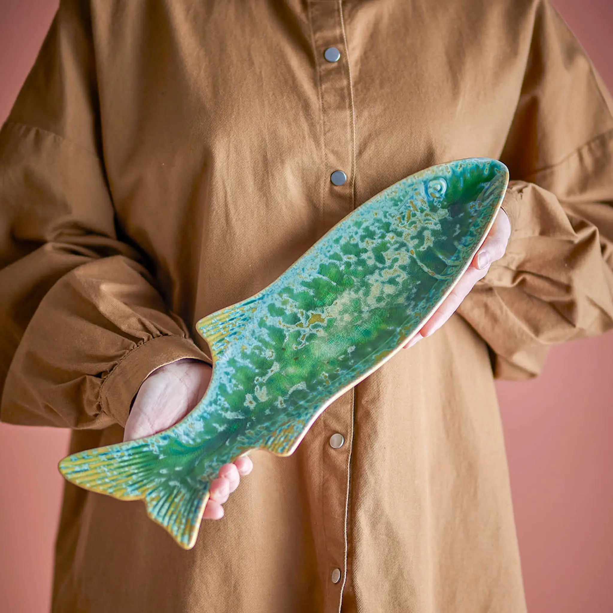 Creative Collection Hadden serveringsfat 42x3,5x13 cm grön