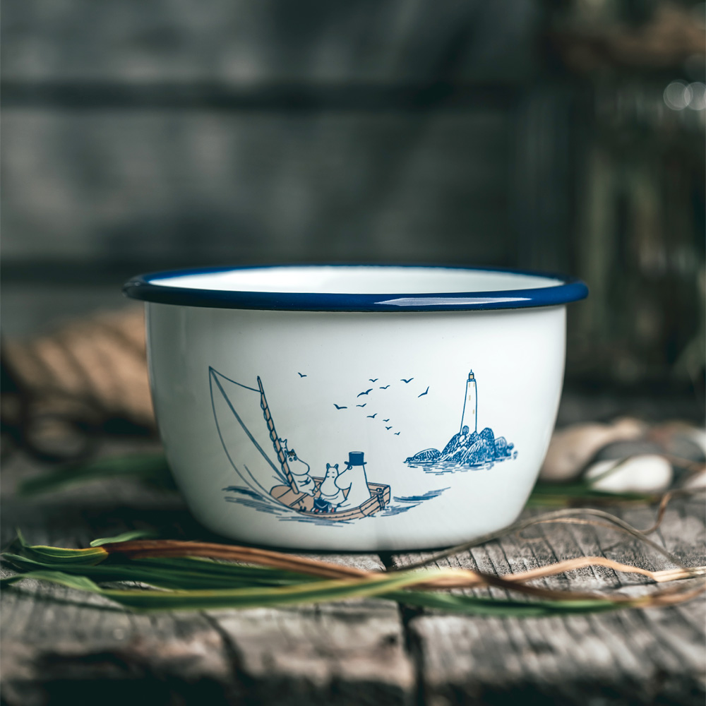 Muurla Mummi emalje skål 60 cl sjømenn hvit