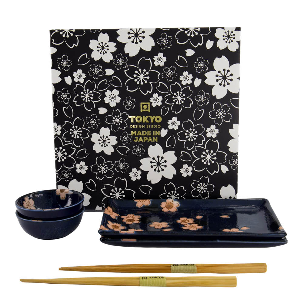 Tokyo Design Studio Cobalt Blue Sakura sushiset 6 delar blå
