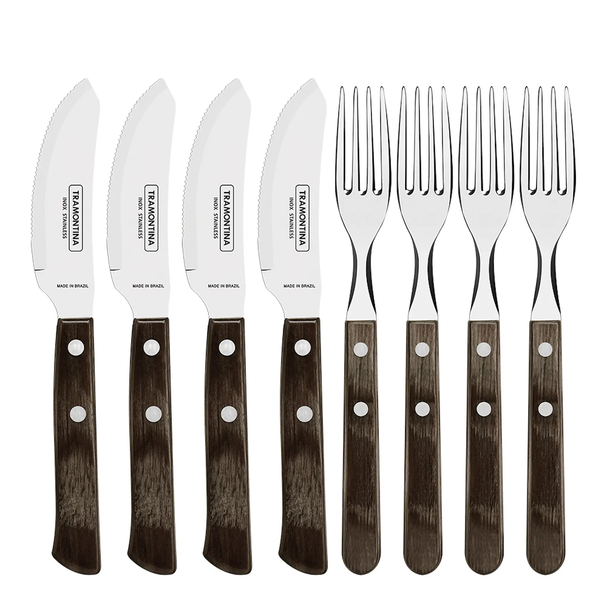 Tramontina Polywood pizzasett 8 delar mörk brun