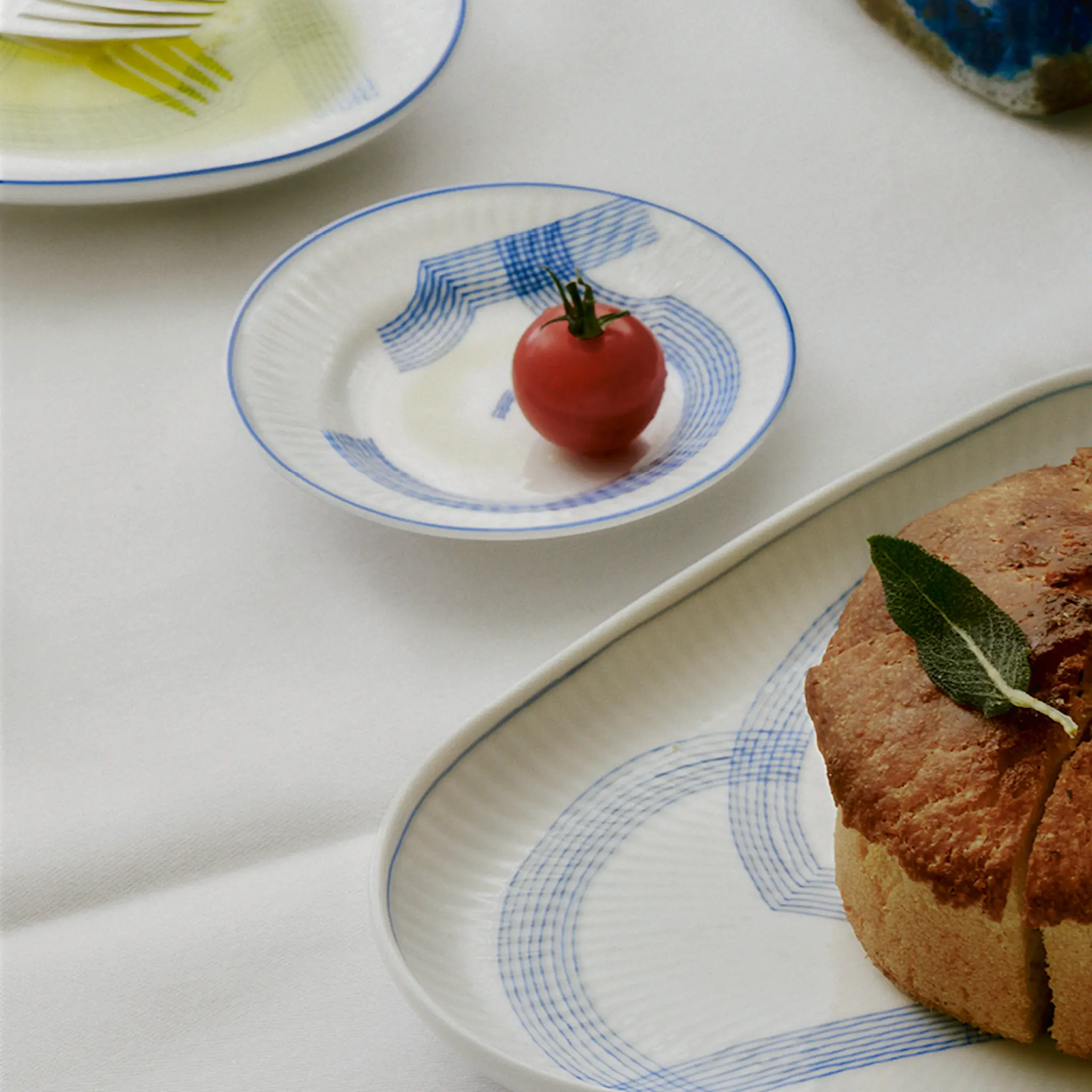 Royal Copenhagen Motif små fat 3 delar blå/vit