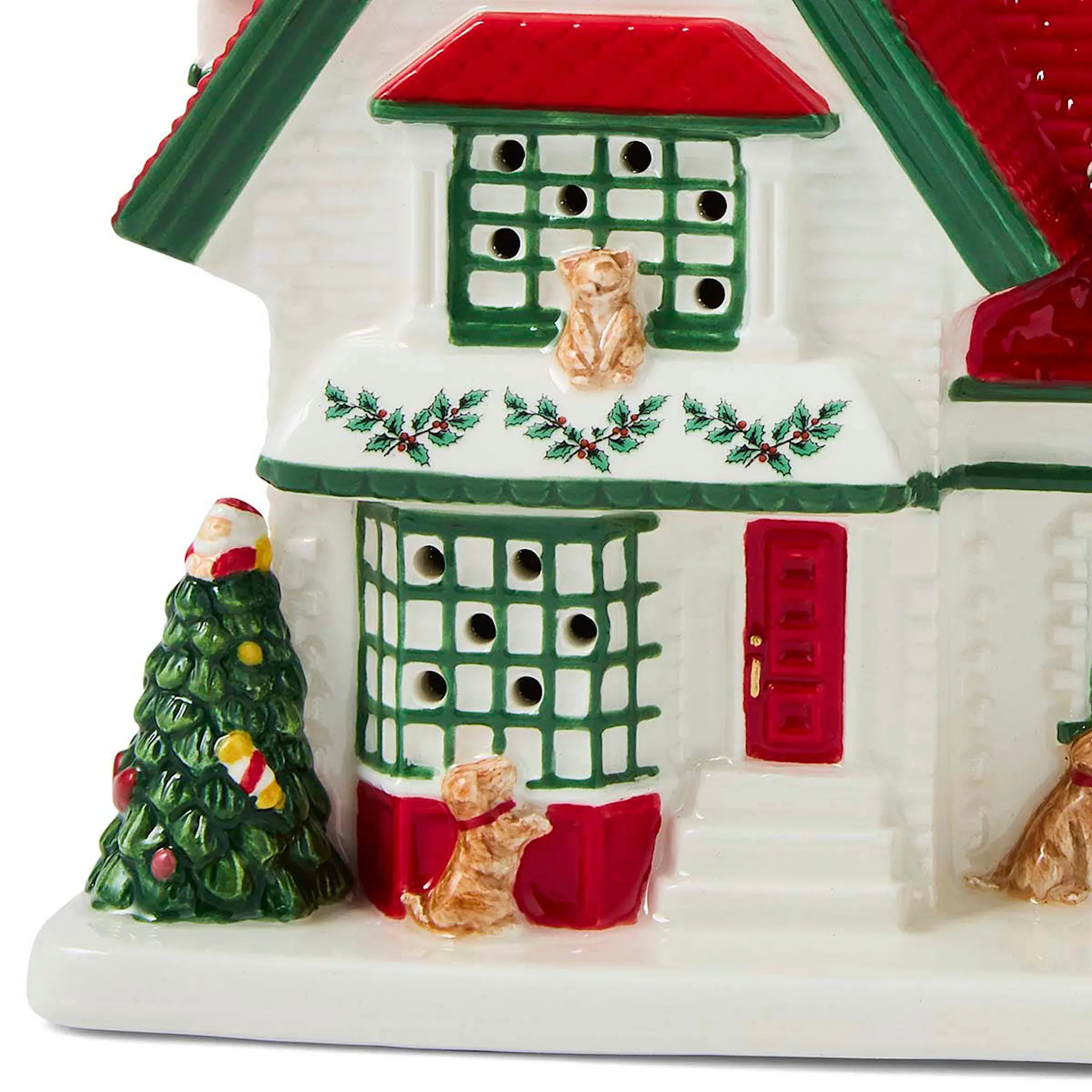 Spode Christmas Tree Village dyrebutikk med LED
