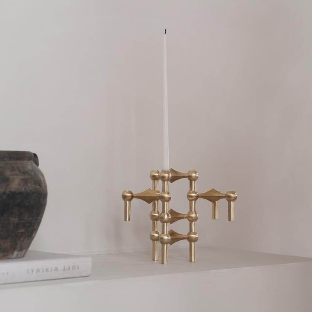 Stoff Nagel Nagel kynttilänjalka 6,9 cm harjattu messinki