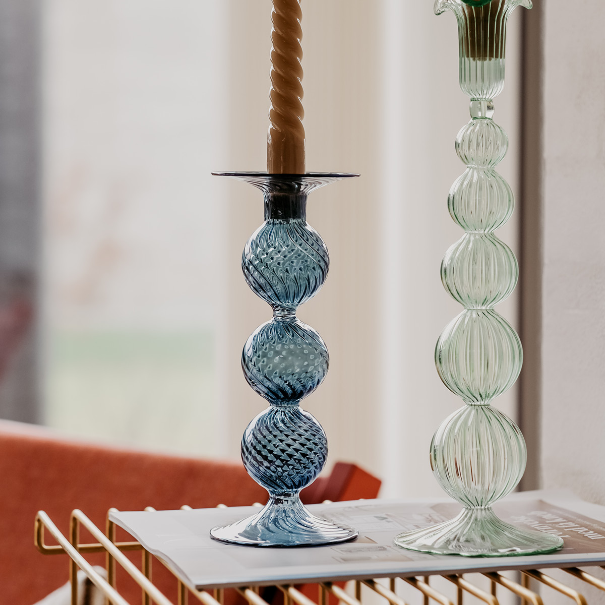 Moonlight Copenhagen Swirl Kynttilänjalka 22 cm Sininen