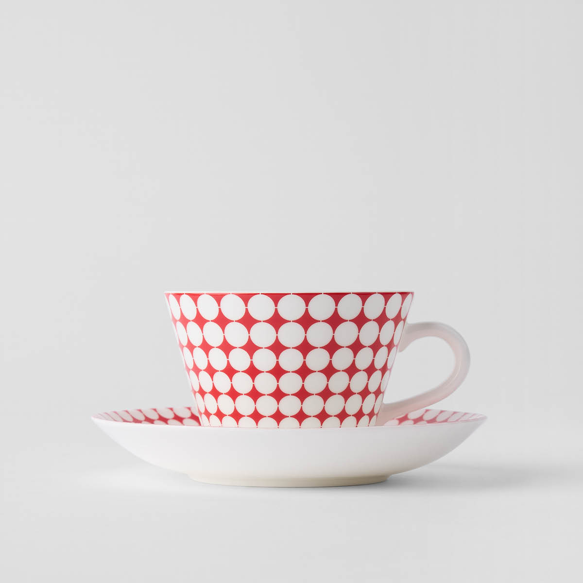 Gustafsberg Eva konisk kaffekopp med fat 15 cl rödvit