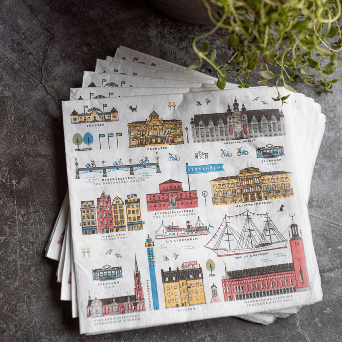 Citronelles Stockholm City serviett 33x33 cm 20 stk multi