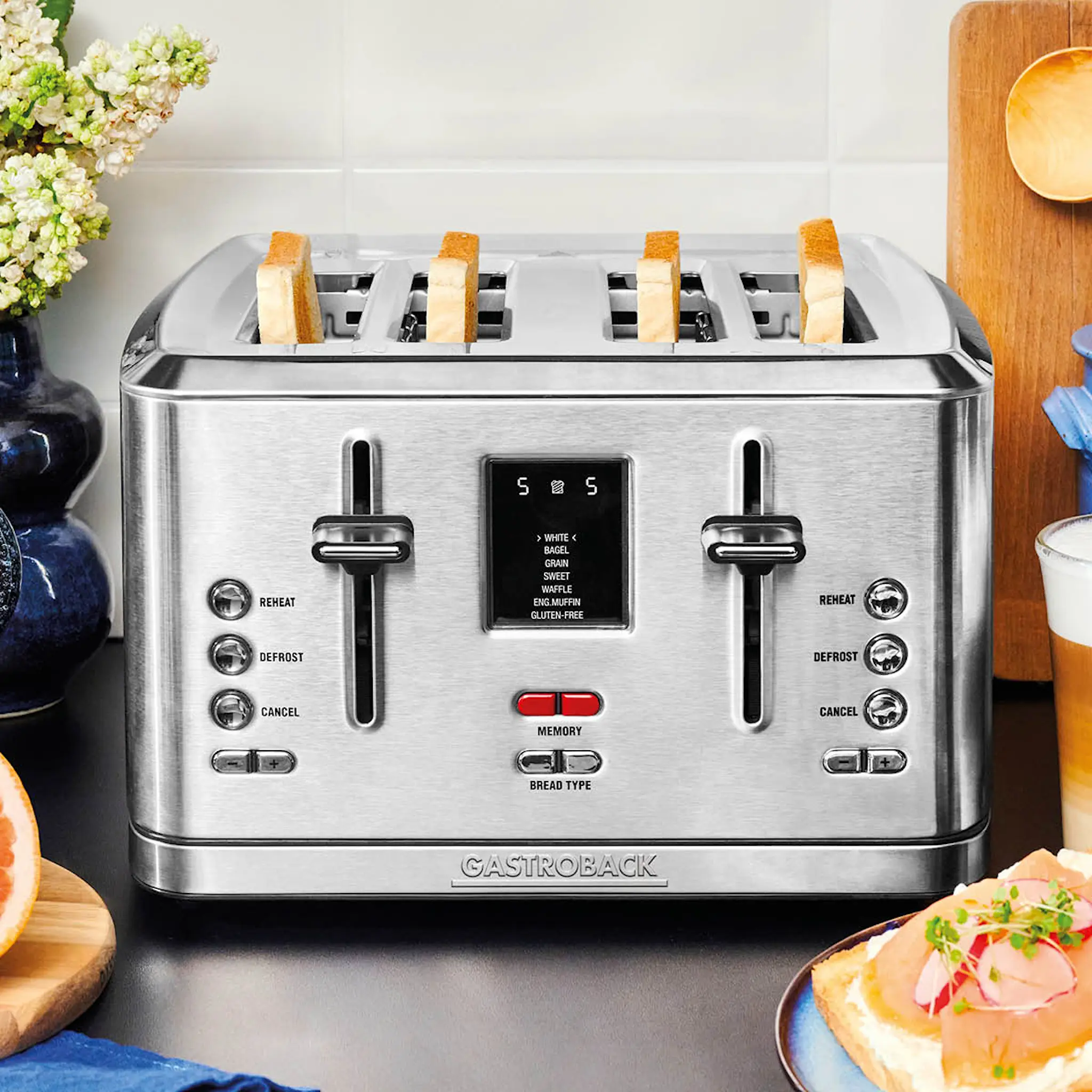 Gastroback Design digital brödrost 4 skivor stål
