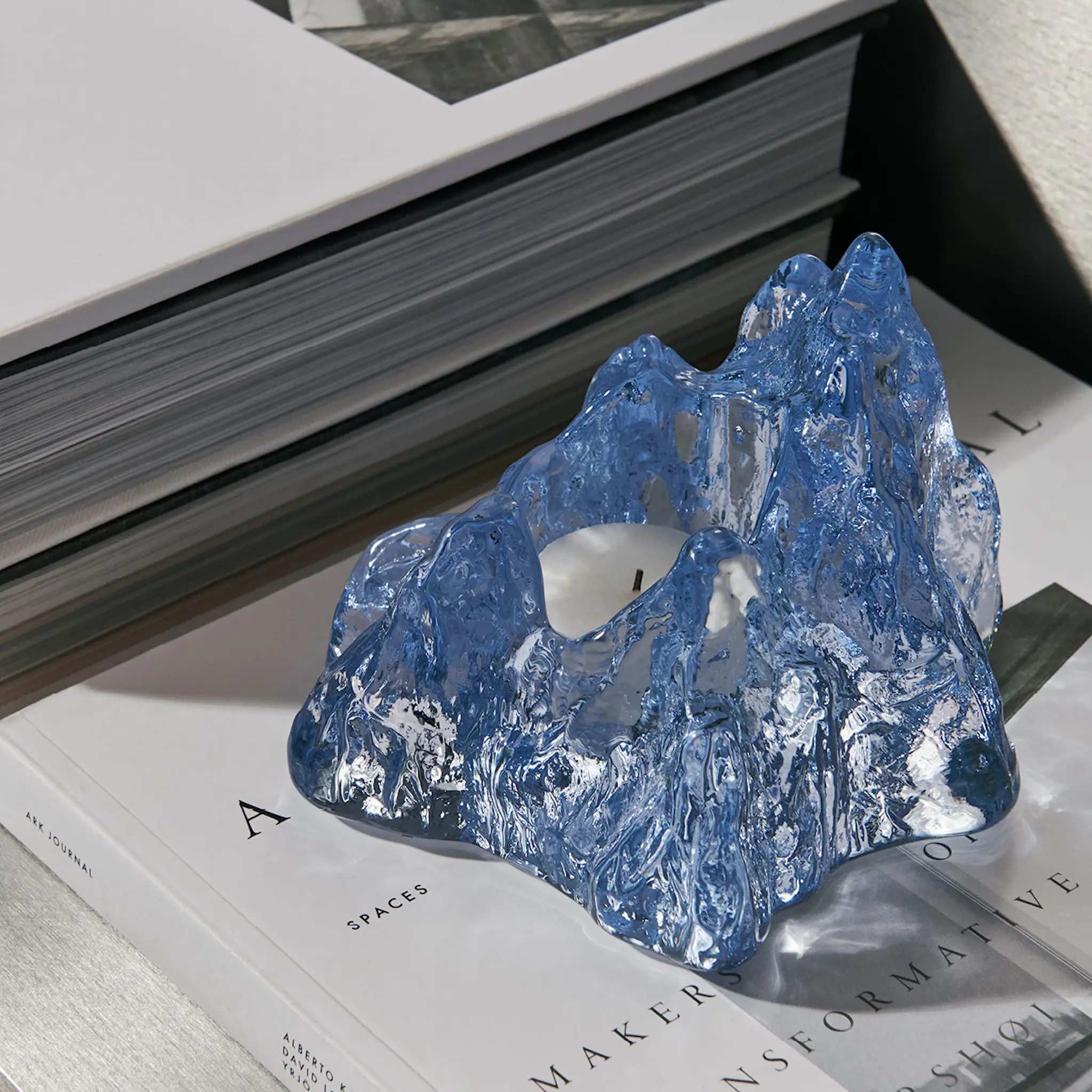 Kosta Boda The Rock ljuslykta 9,1 cm ice blue