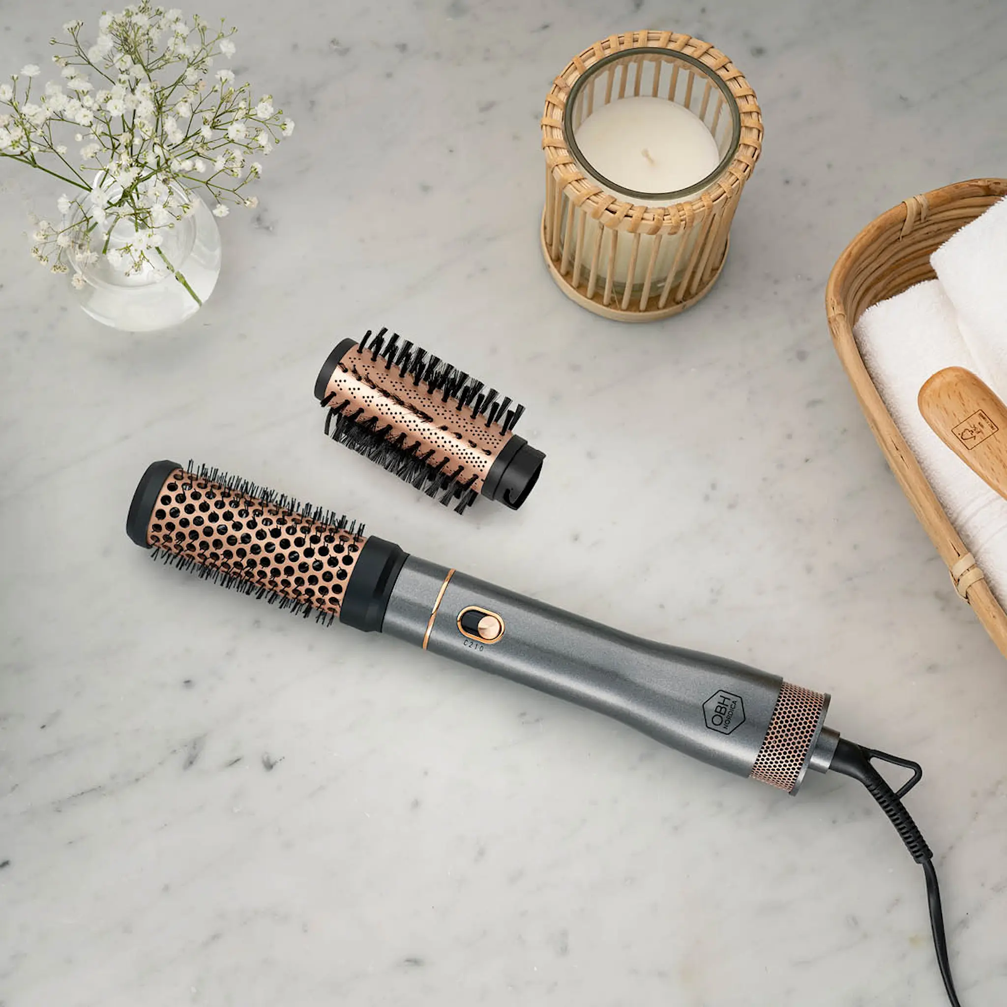 OBH Nordica Artist Keratin Care varmluftsborste 650 W grå