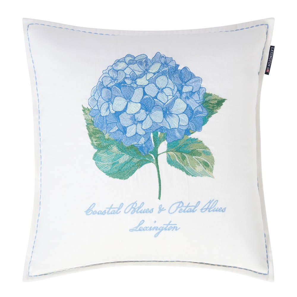 Lexington Kuddfodral linne/bomull 50x50 cm blombroderad vit/grön/blå