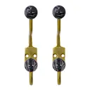 Ball väggkrok 13 cm 2-pack mässing/svartvit