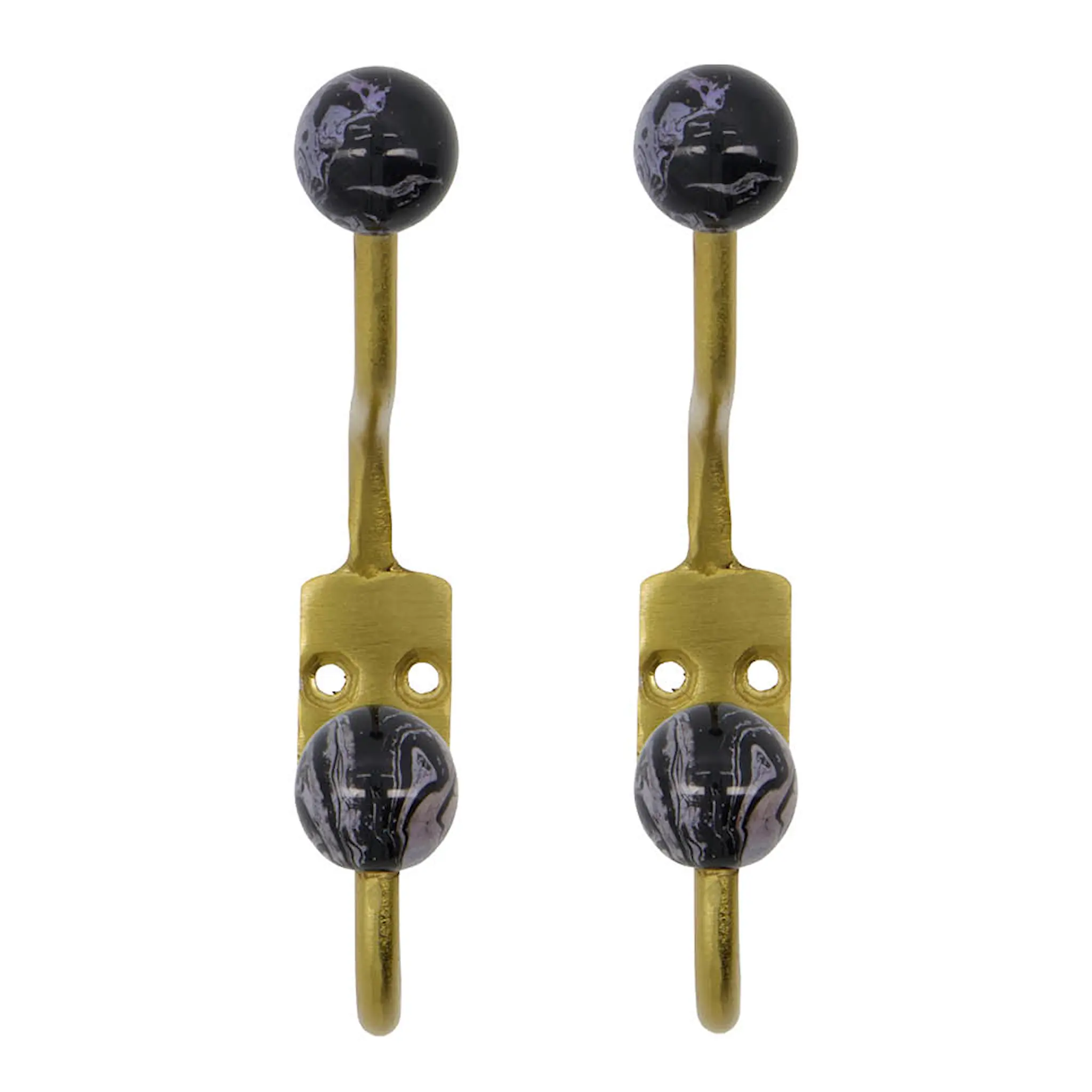 House Doctor Ball väggkrok 13 cm 2-pack mässing/svartvit