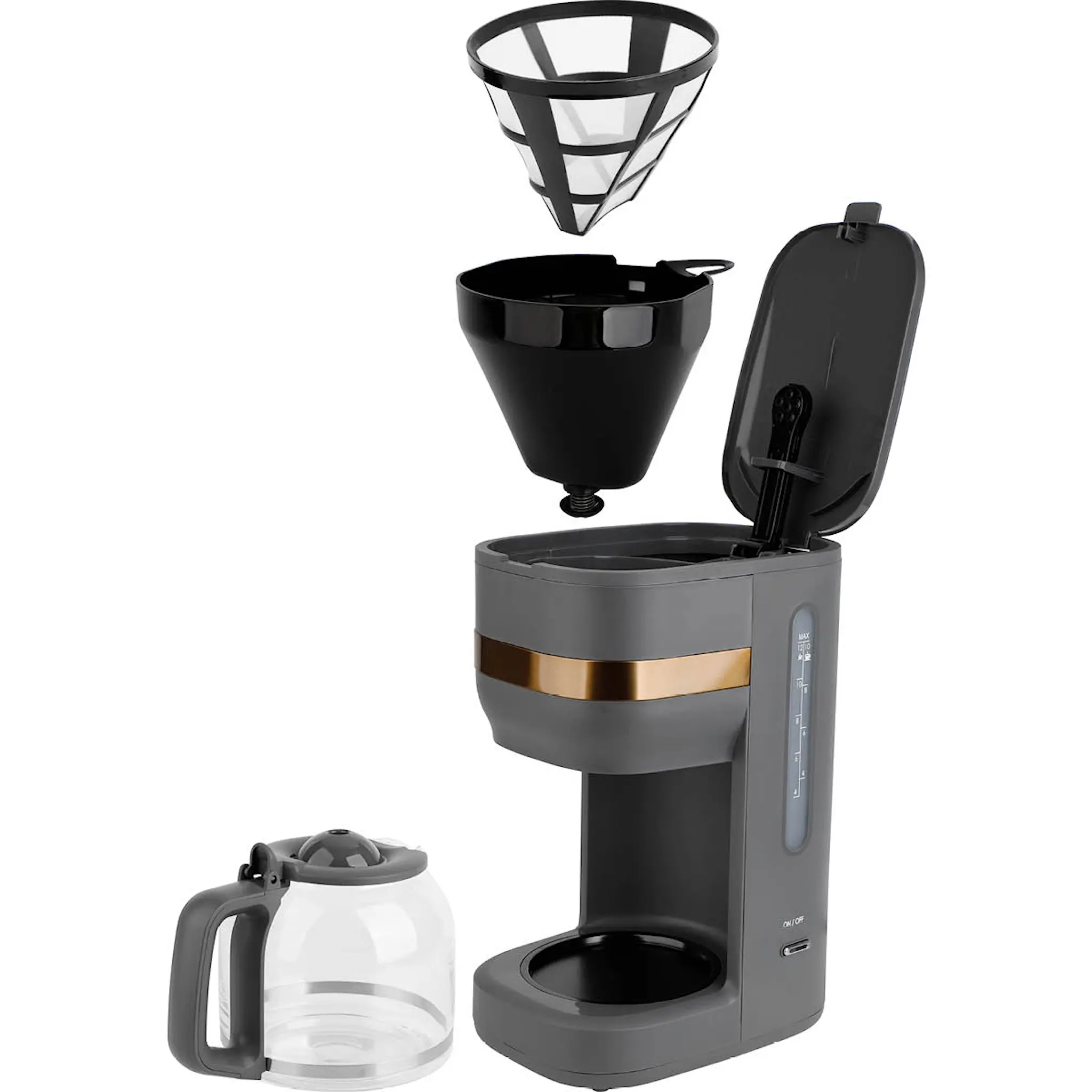 EMERIO Kaffetrakter 1,5L grå/gull
