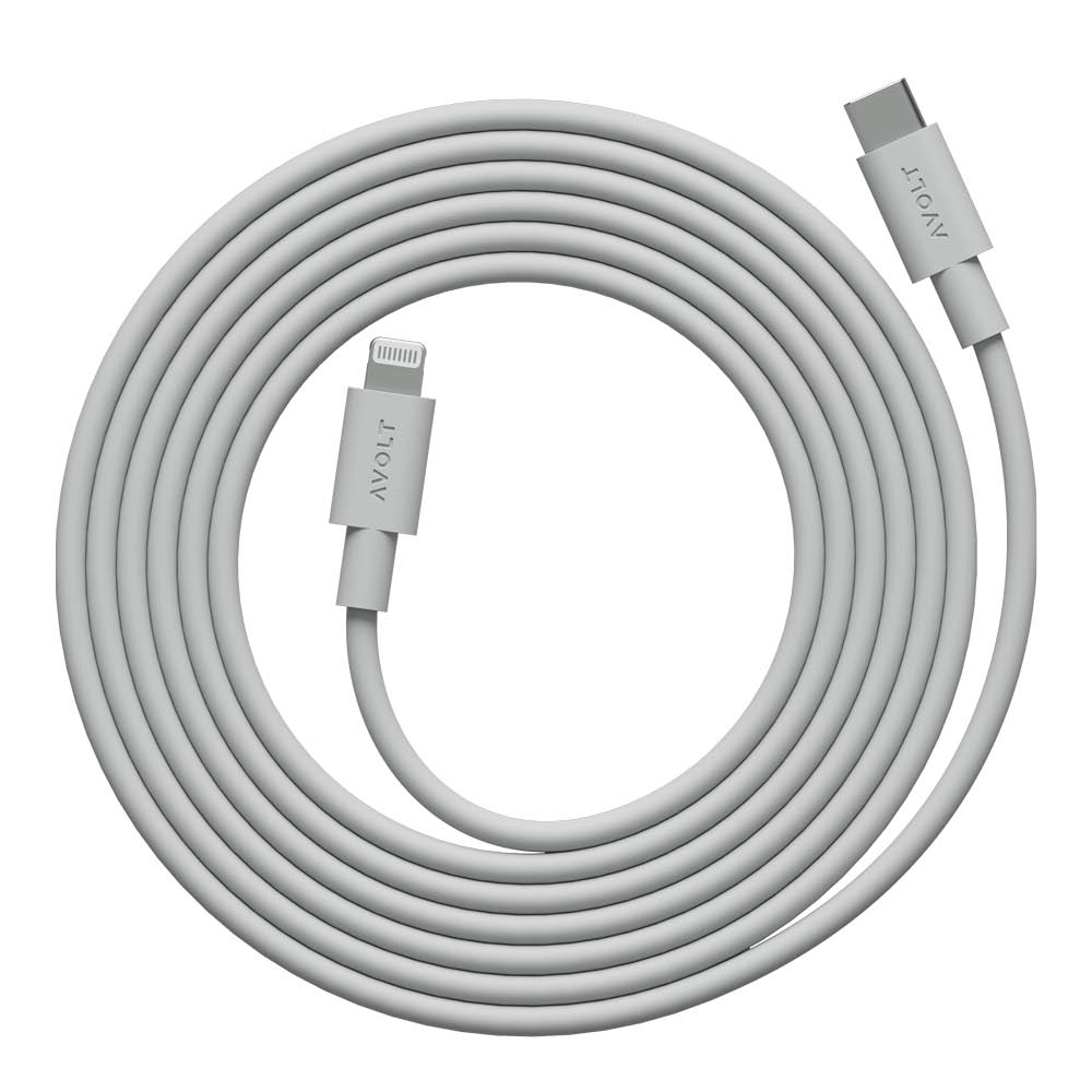 Avolt - Cable 1 USB-C - Lightning Kaapeli 2 m Gotland Grey