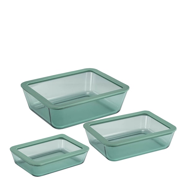 Smart Seal förvaringsset 3 delar glas grön