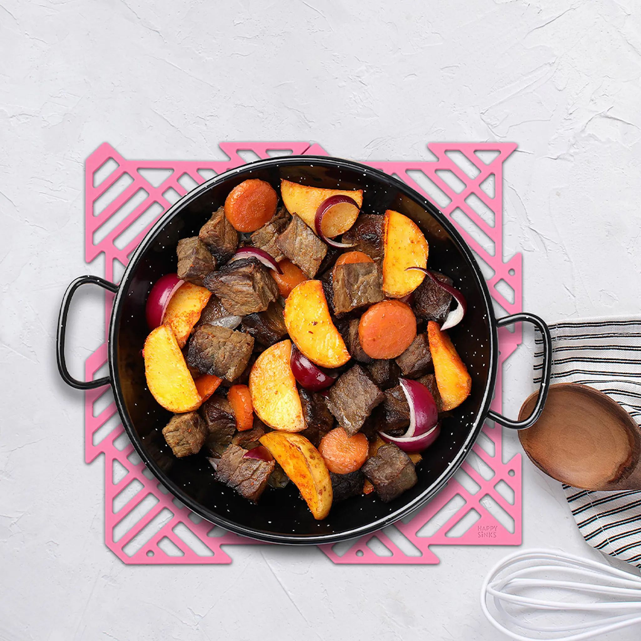 Happy Sinks Happy Sinks Rullattava astiankuivausteline 46x32cm Vaaleanpunainen