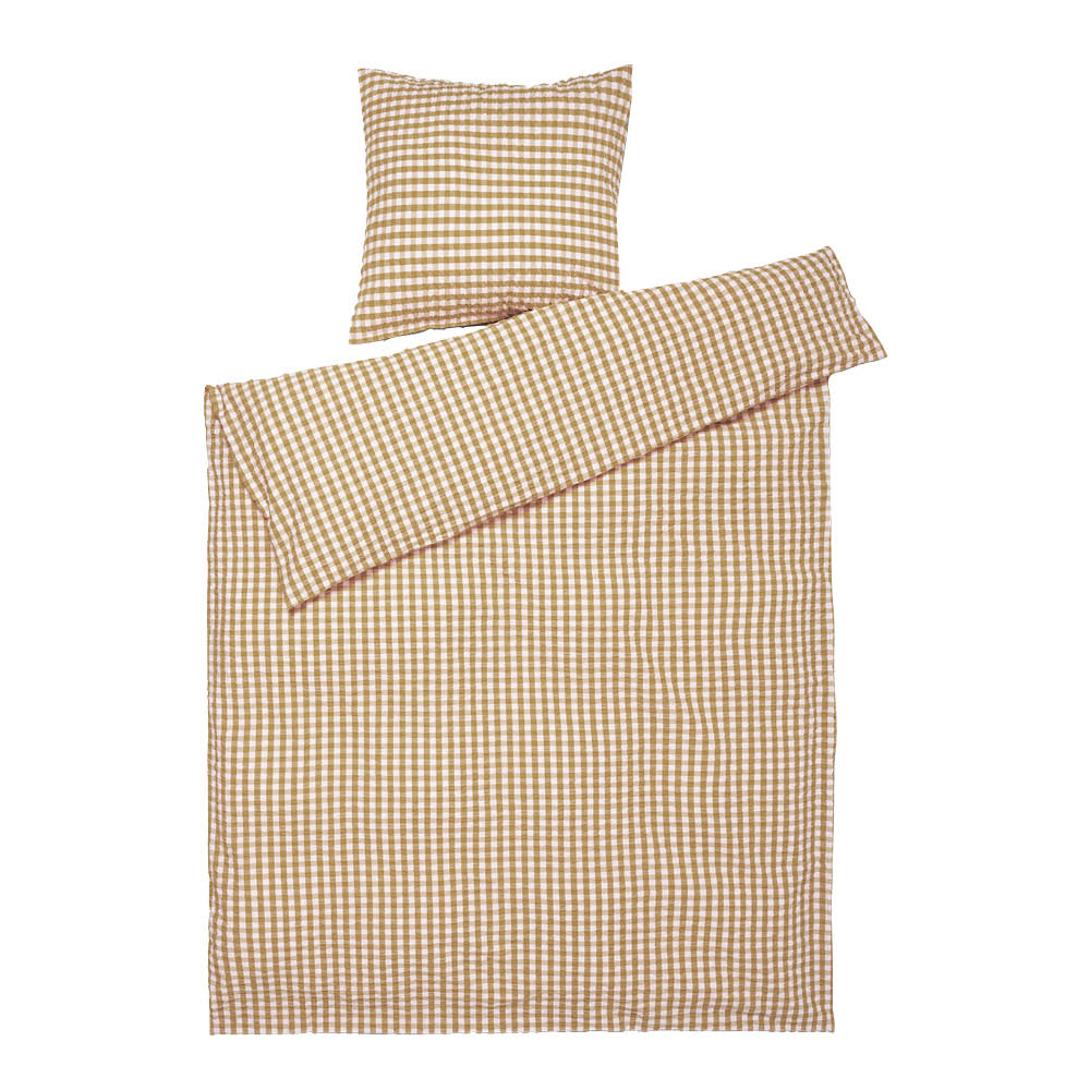 Juna Bæk&Bølge påslakanset 140x220 cm bäckebölja karamell/offwhite