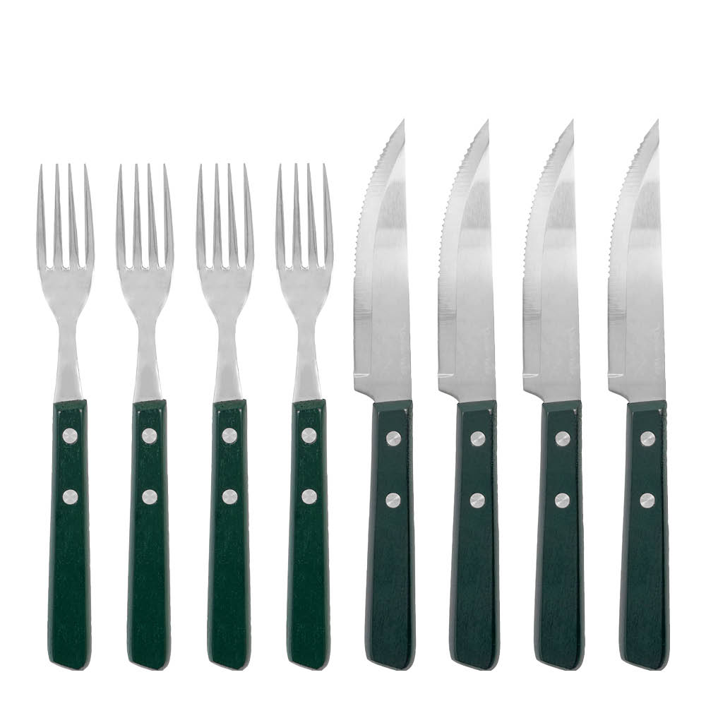 Nicolas Vahé Steak biffknivs- och gaffelset grön
