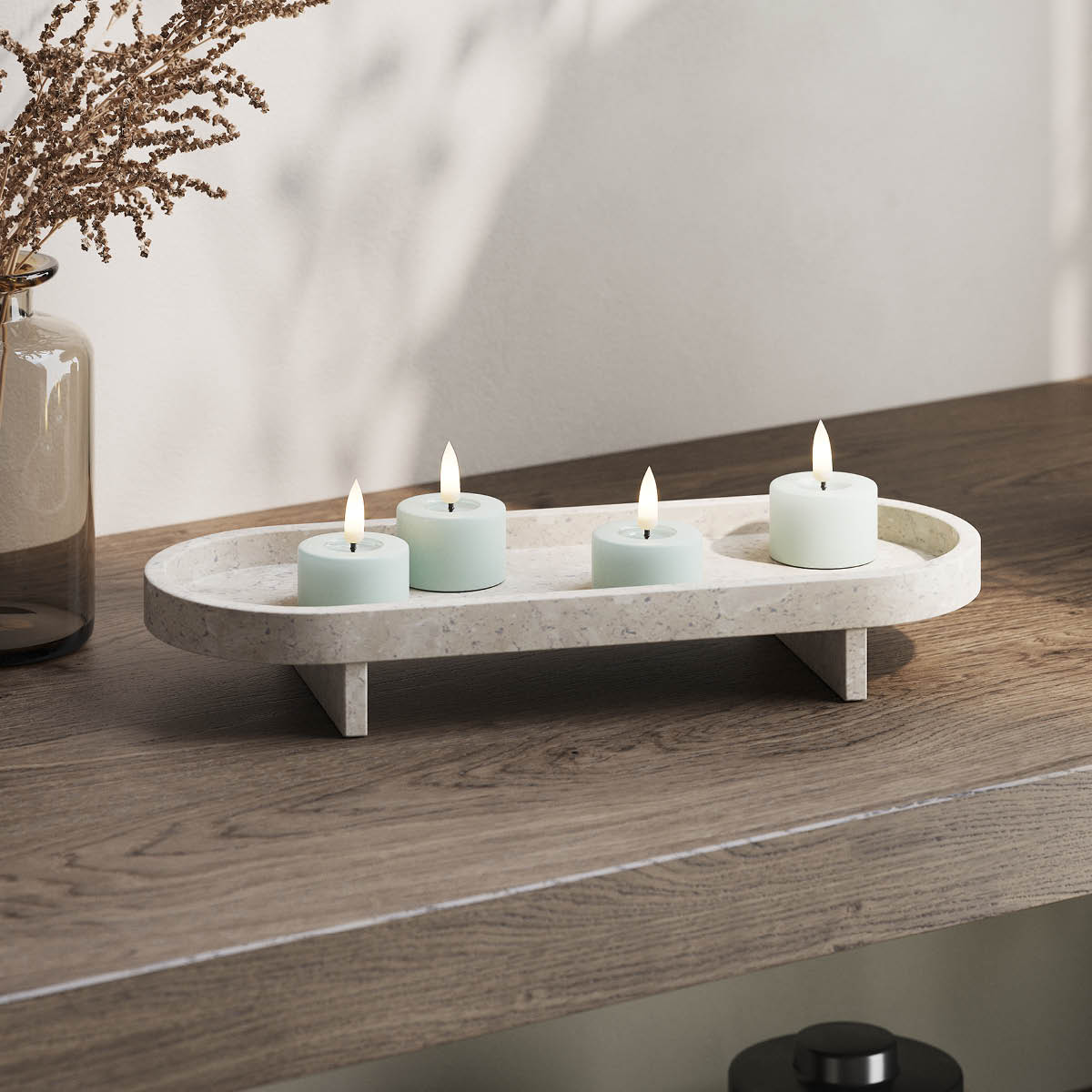 DeluxeHomeart LED jumbo telys 6,1 x 4,5 cm 2 stk salvie grønn