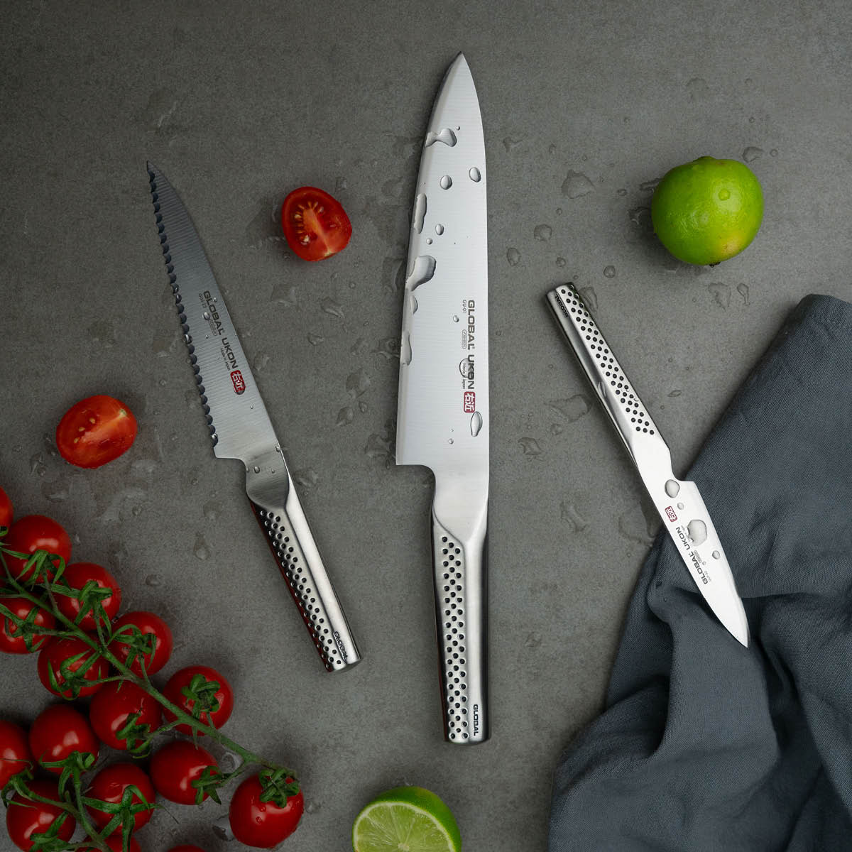 Global Ukon knivsett 3 deler GU-01, GUS-22, GUF-30
