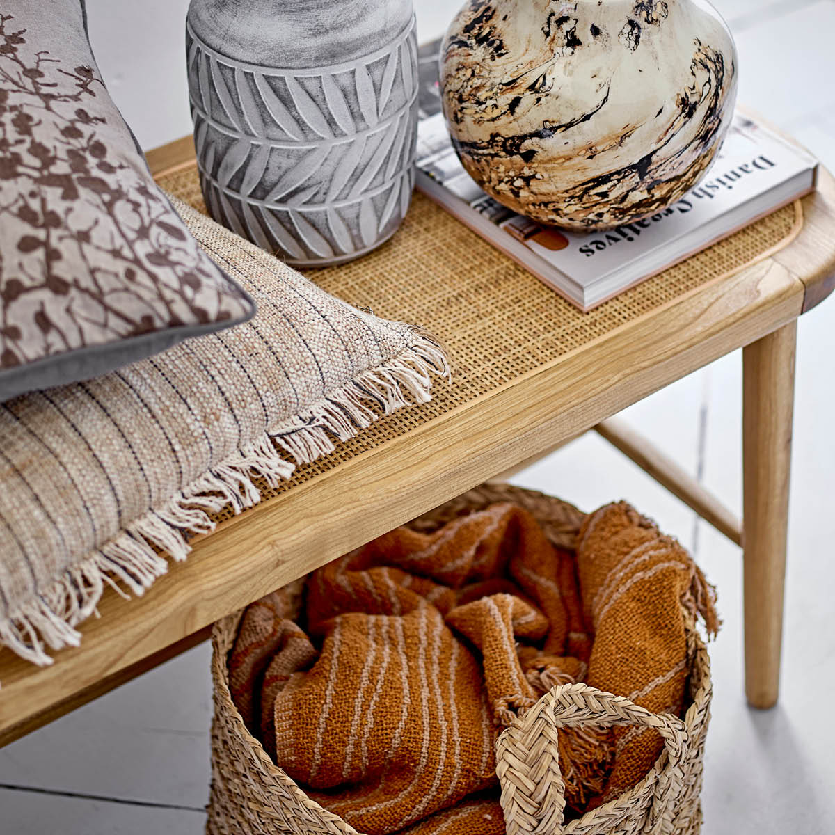 Bloomingville Pledd Ginna 160x130 cm brun