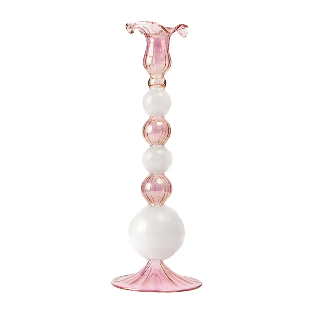 Sky Kynttilänjalka 25 cm Vaaleanpunainen/Valkoinen