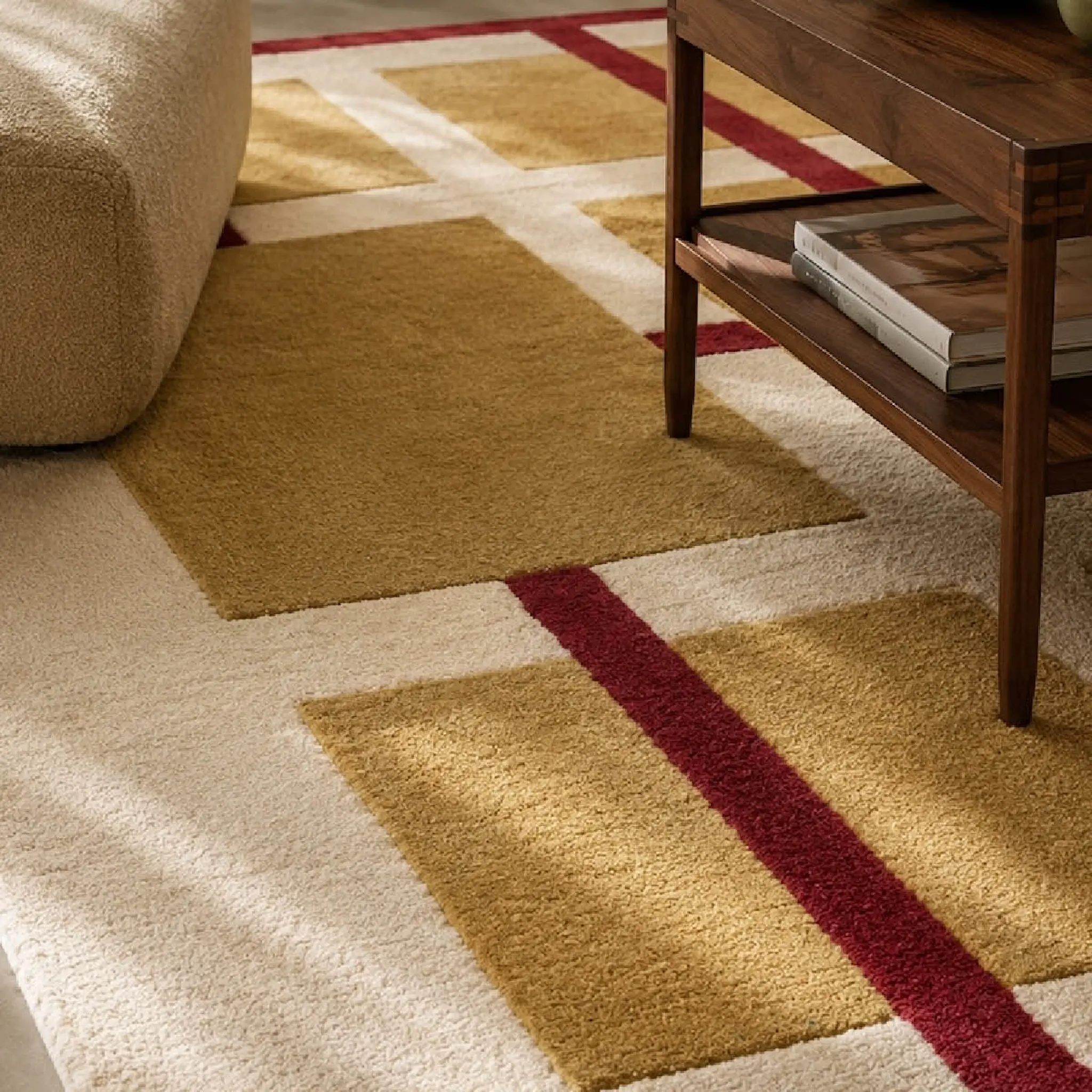 Deco Nord Aura ullmatta 200x300 cm ivory röd gul