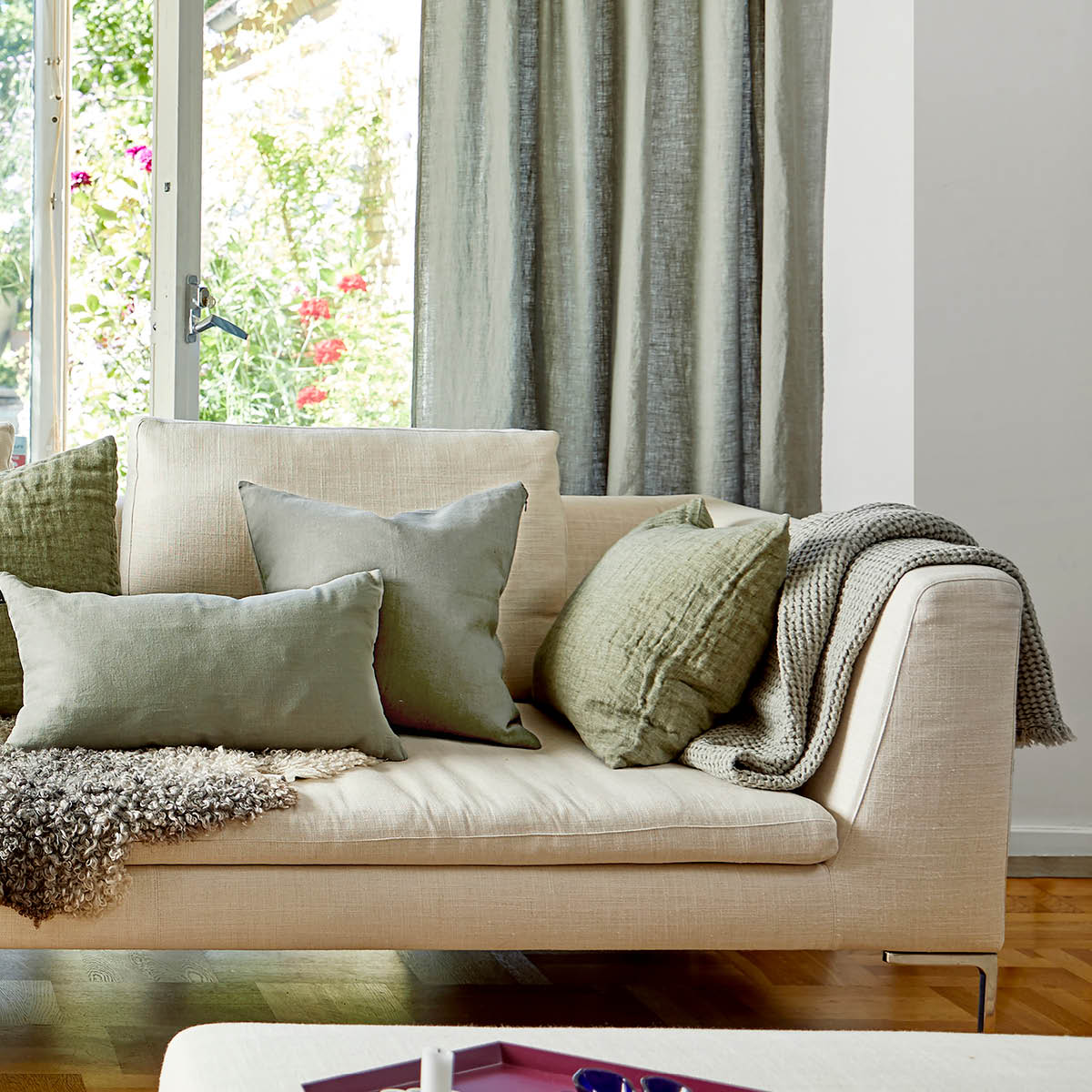 Himla Sunshine kuddfodral linne 50x50 cm sage