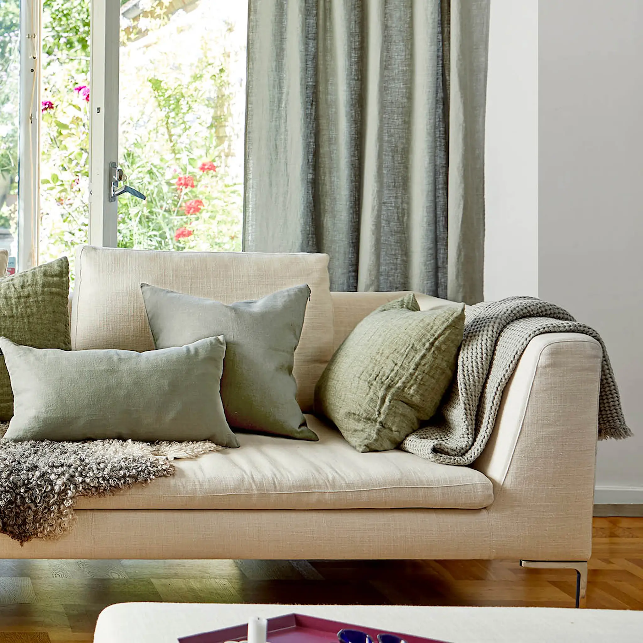 Himla Sunshine kuddfodral linne 50x50 cm sage