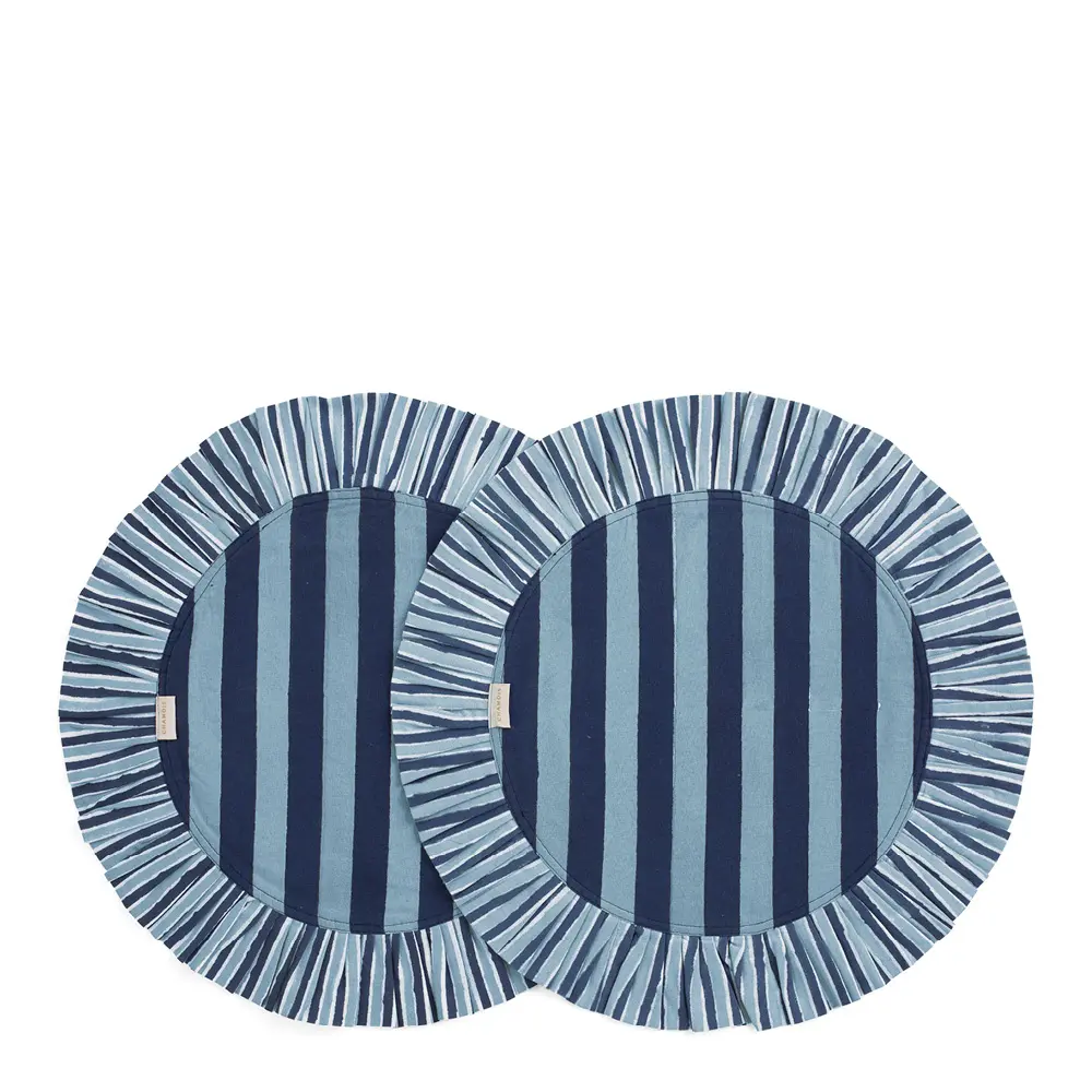 Jaipur Stripe Pöytätabletti Ø35 cm 2 kpl Blue
