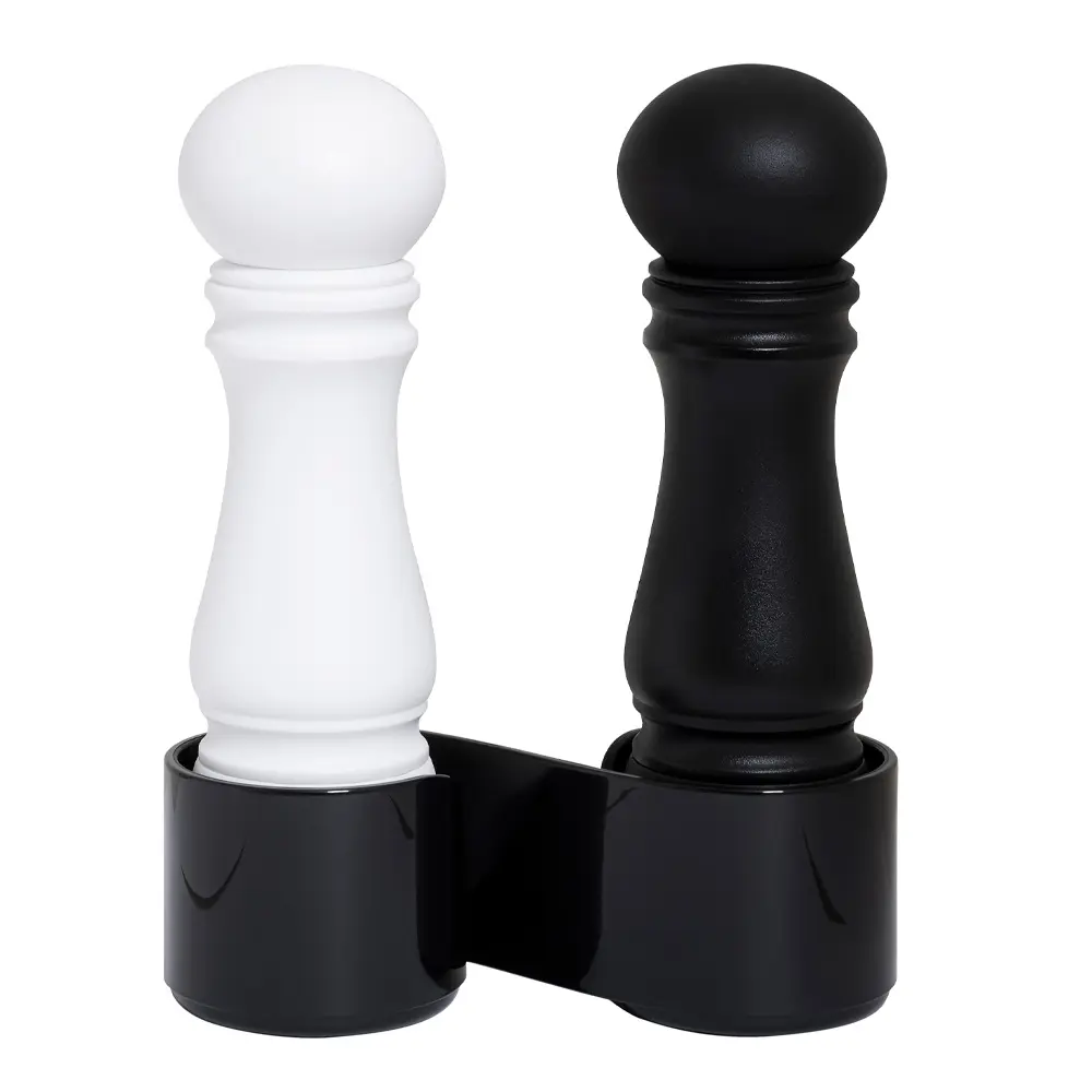 Mini Maustemylly ja pidike 12 cm 2 kpl Musta/Valkoinen