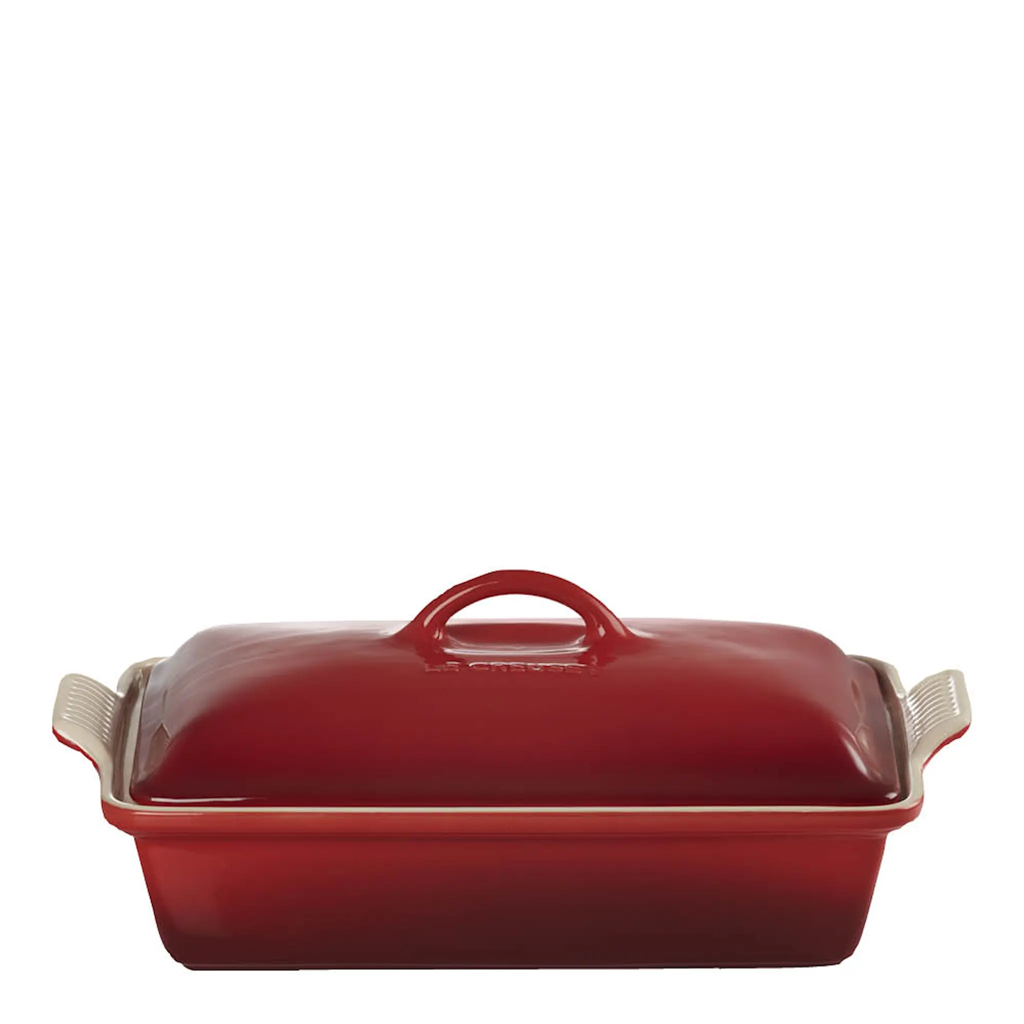 Le Creuset Heritage rektangulært fat med lokk 33x24 cm 3,8L cerise
