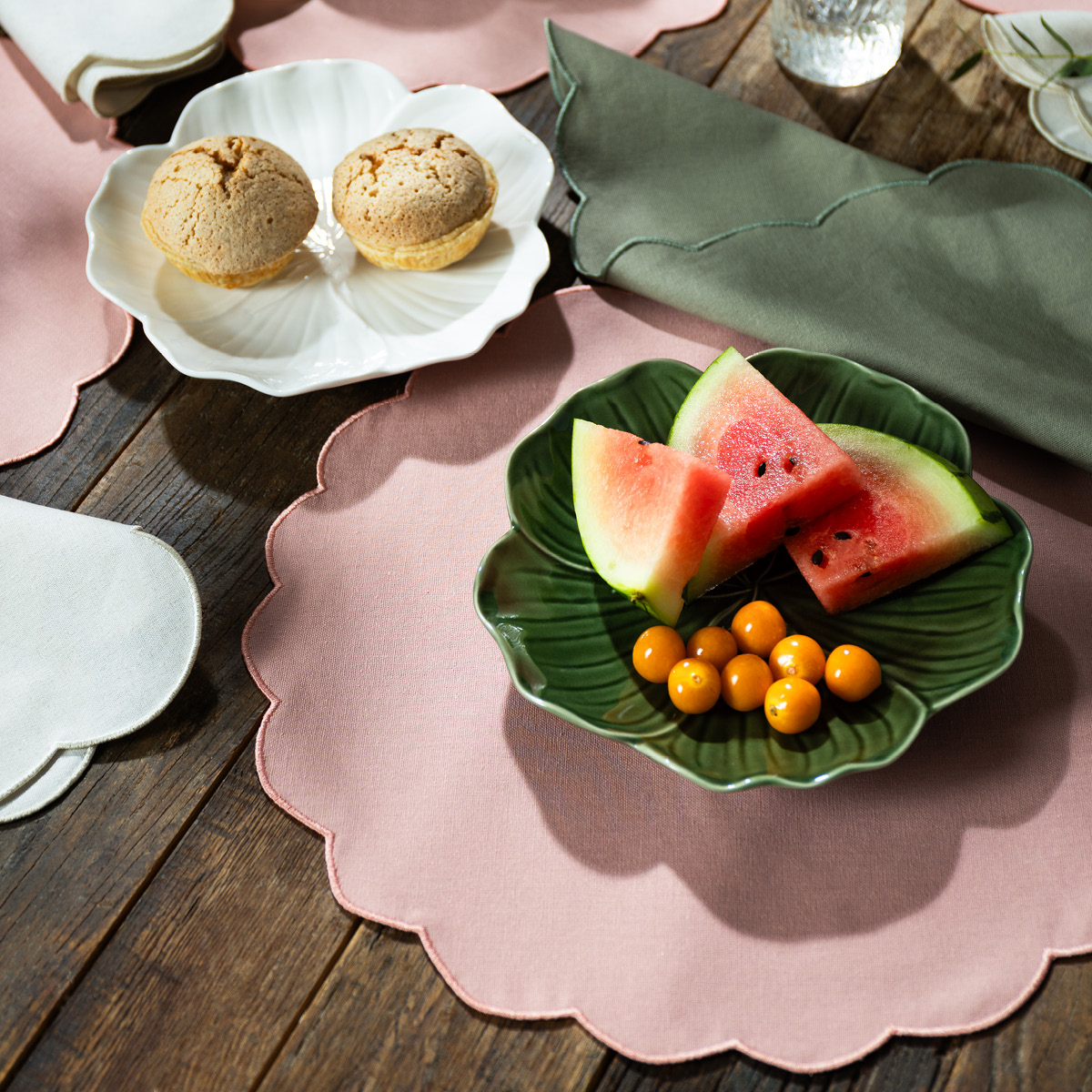 Ziczac Scallopped Pöytätabletti 36 cm 2 kpl Vaaleanpunainen