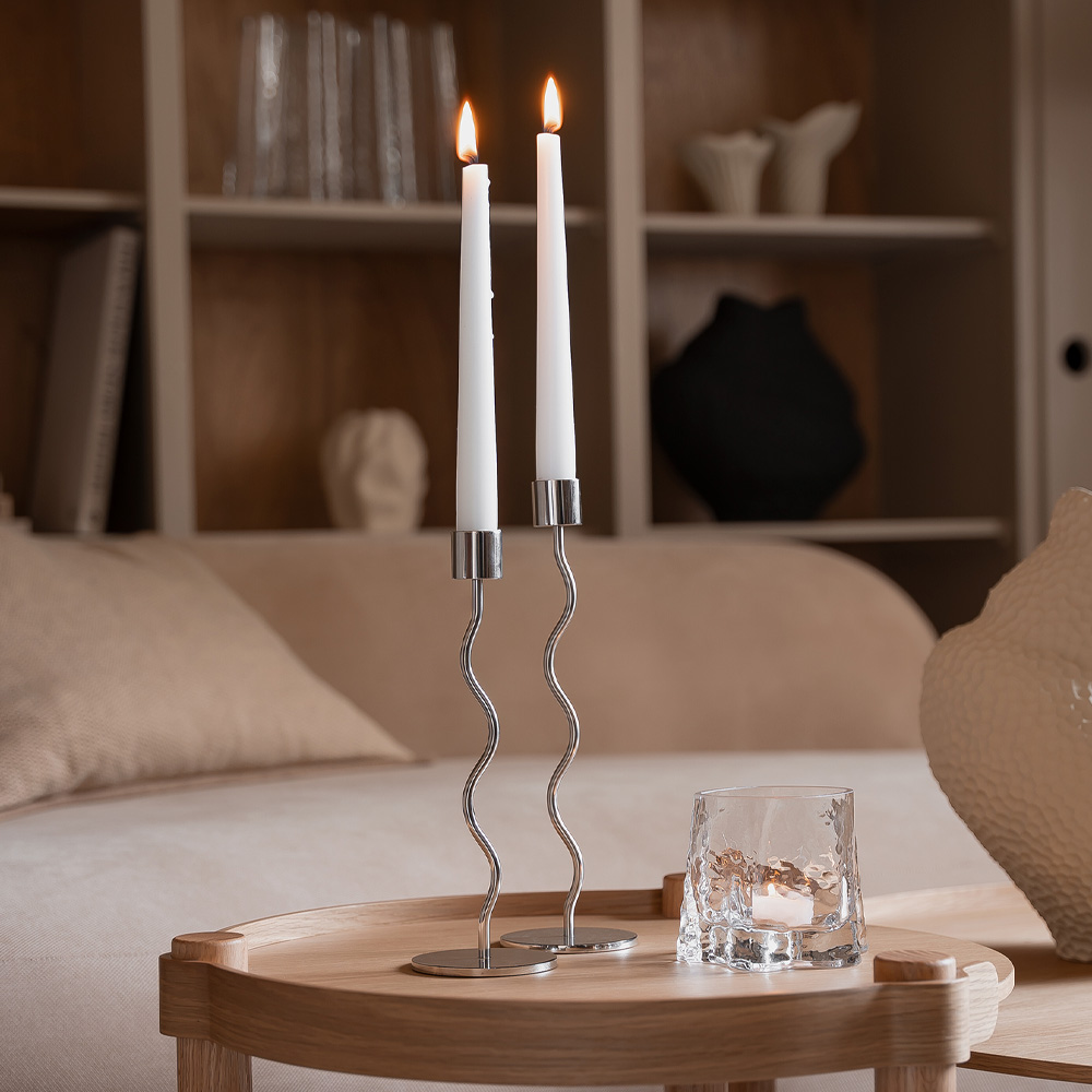 Cooee Curved lysestake 26 cm sølv