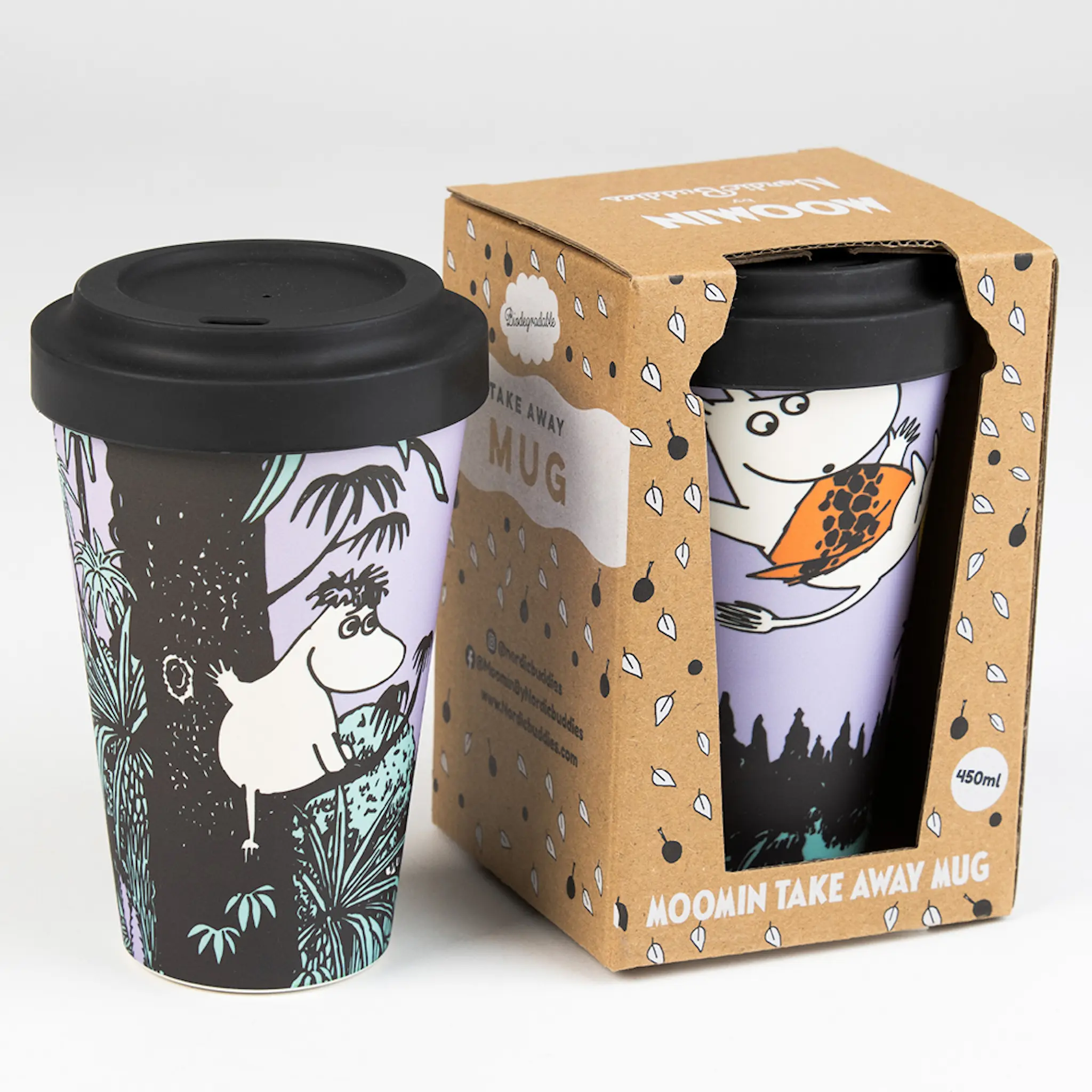 Nordicbuddies Mumin take away mugg 45 cl Mumintrollet djungel lila