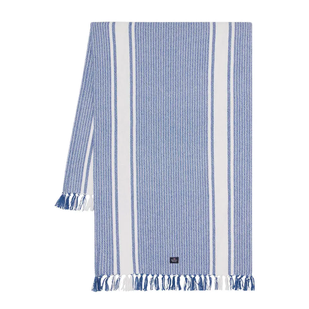 Kaitaliina hapsuilla 250x50 cm Valkoinen/Sininen