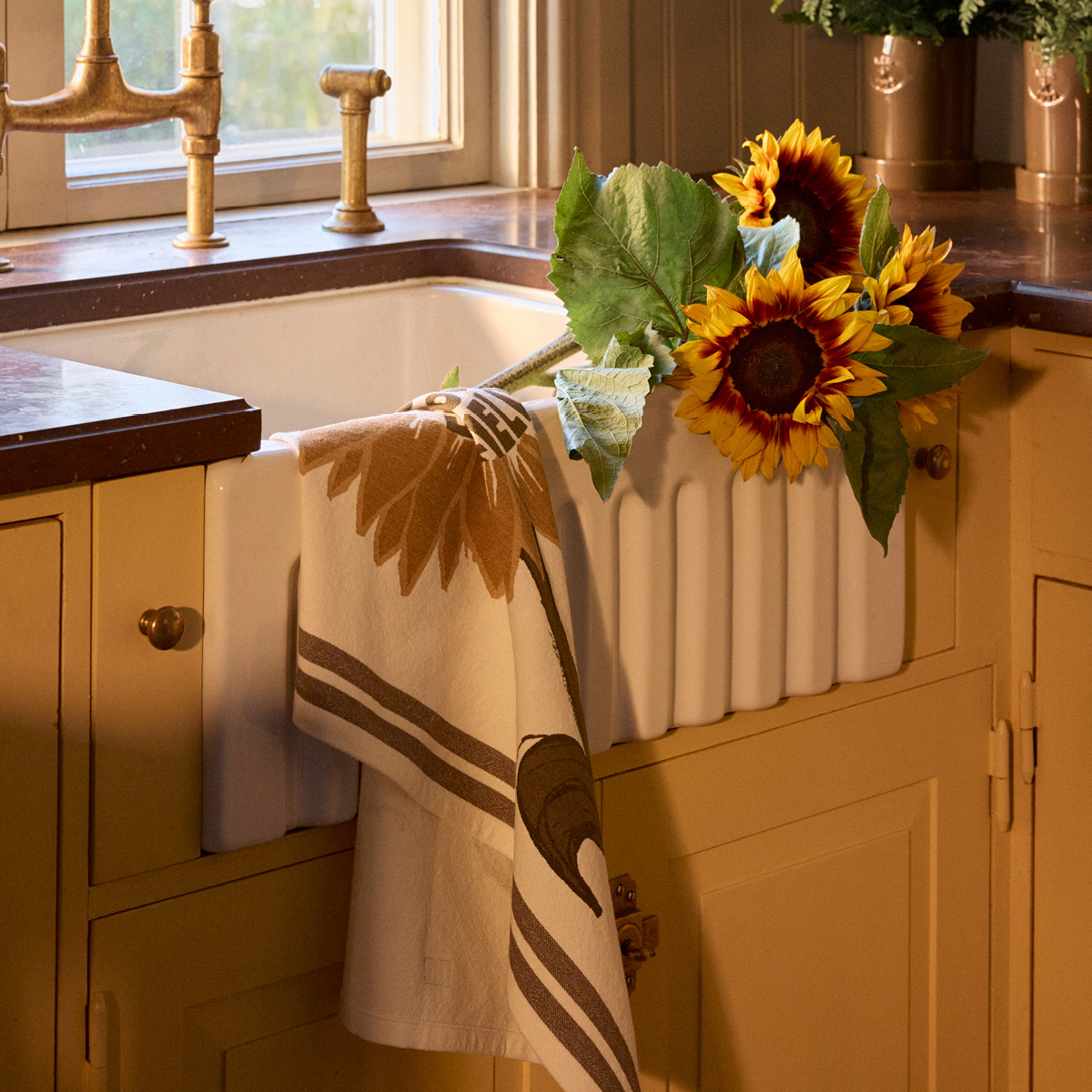 Lexington Kjøkkenhåndkle i bomull solsikke 70x50 cm hvit/beige