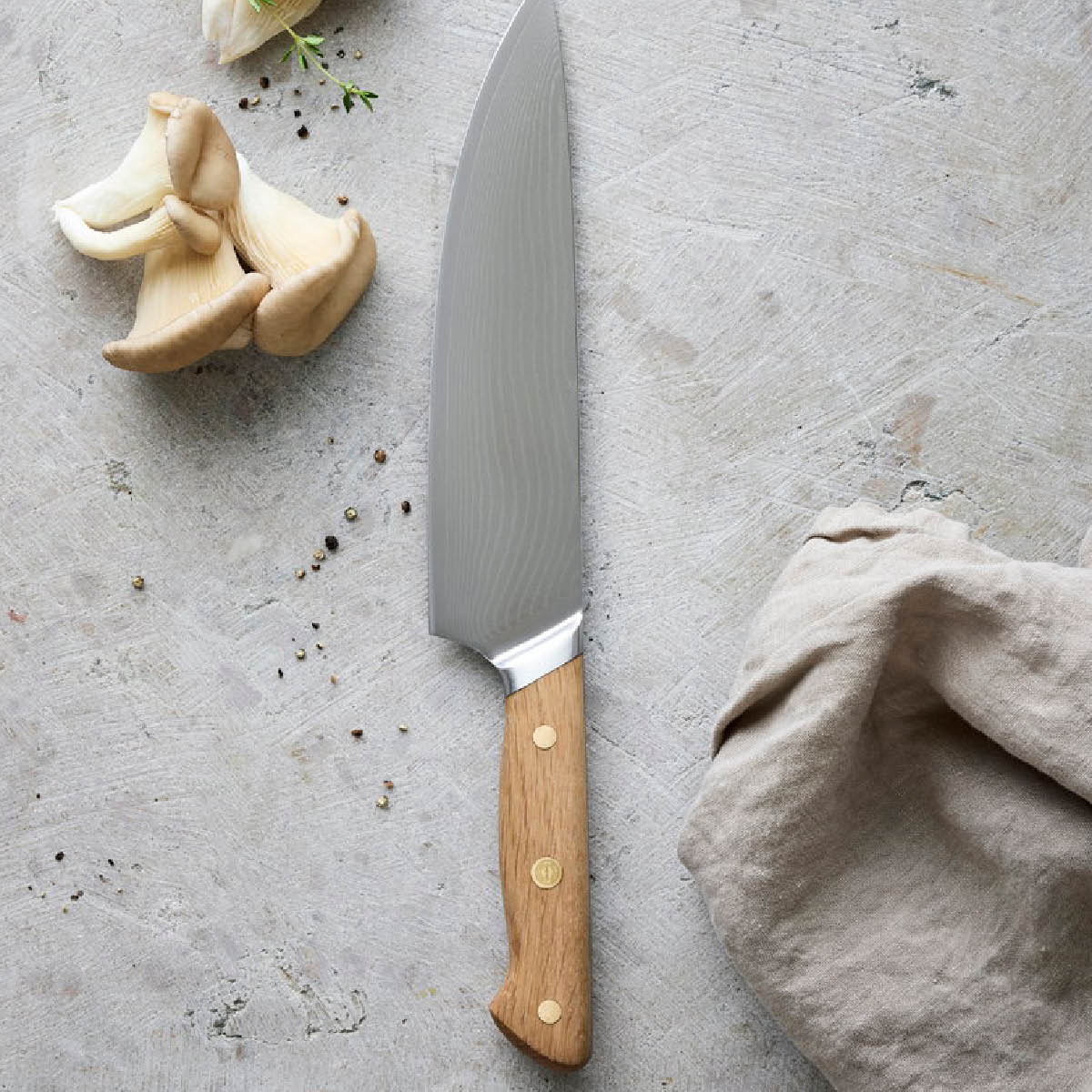 Pillivuyt Gourmet Douron kokkekniv 33 cm damaskusstål/eik