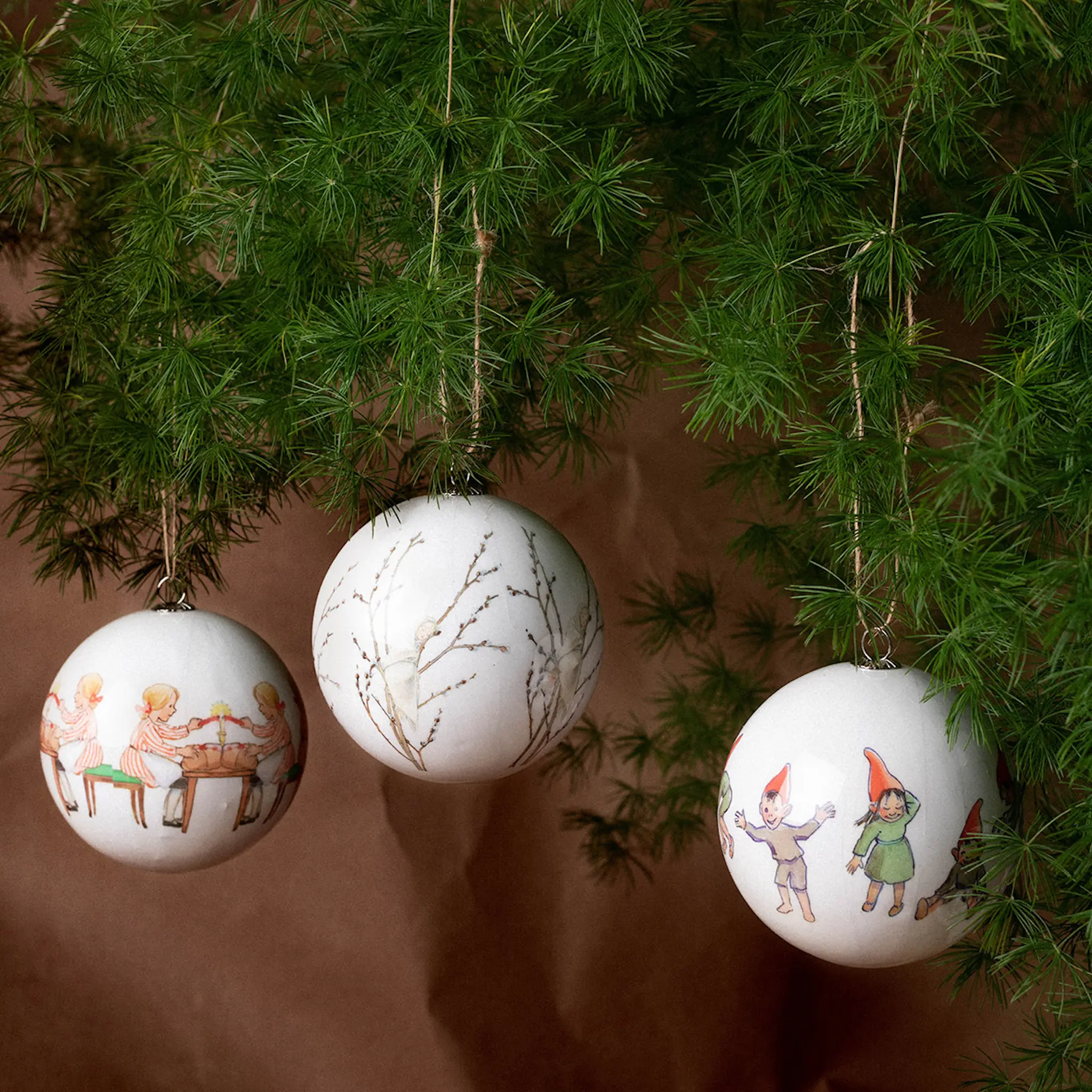 Design House Stockholm Elsa Beskow Julkulor 3-pack Tomtar/Lotta/Videung