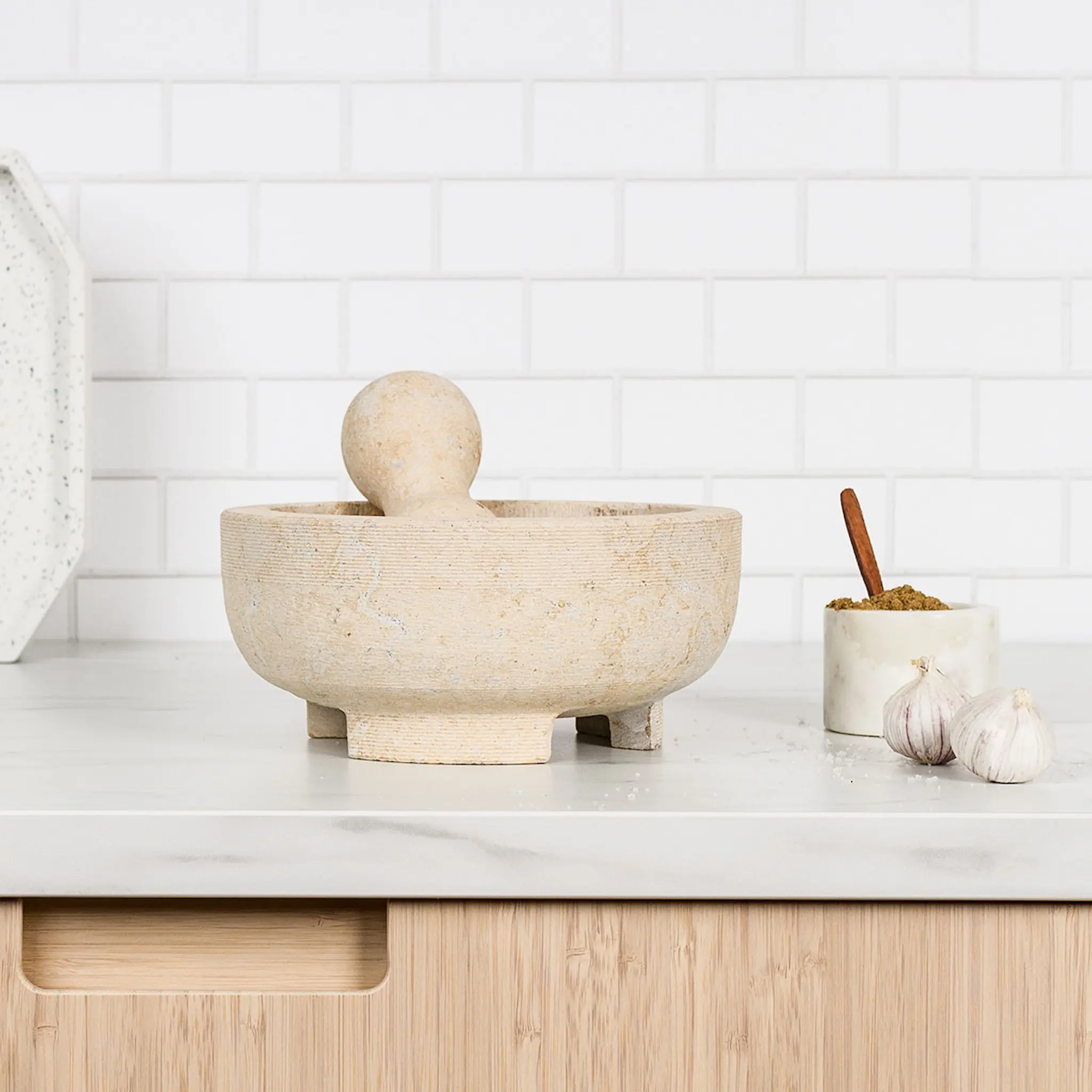 Sabor Mortel 20 cm beige marmor