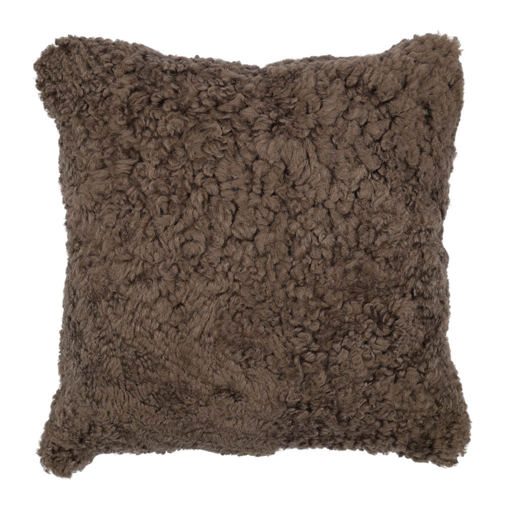 Natures Collection Kudde New Zealand fårskinn kort ull 40x40 cm chocolate