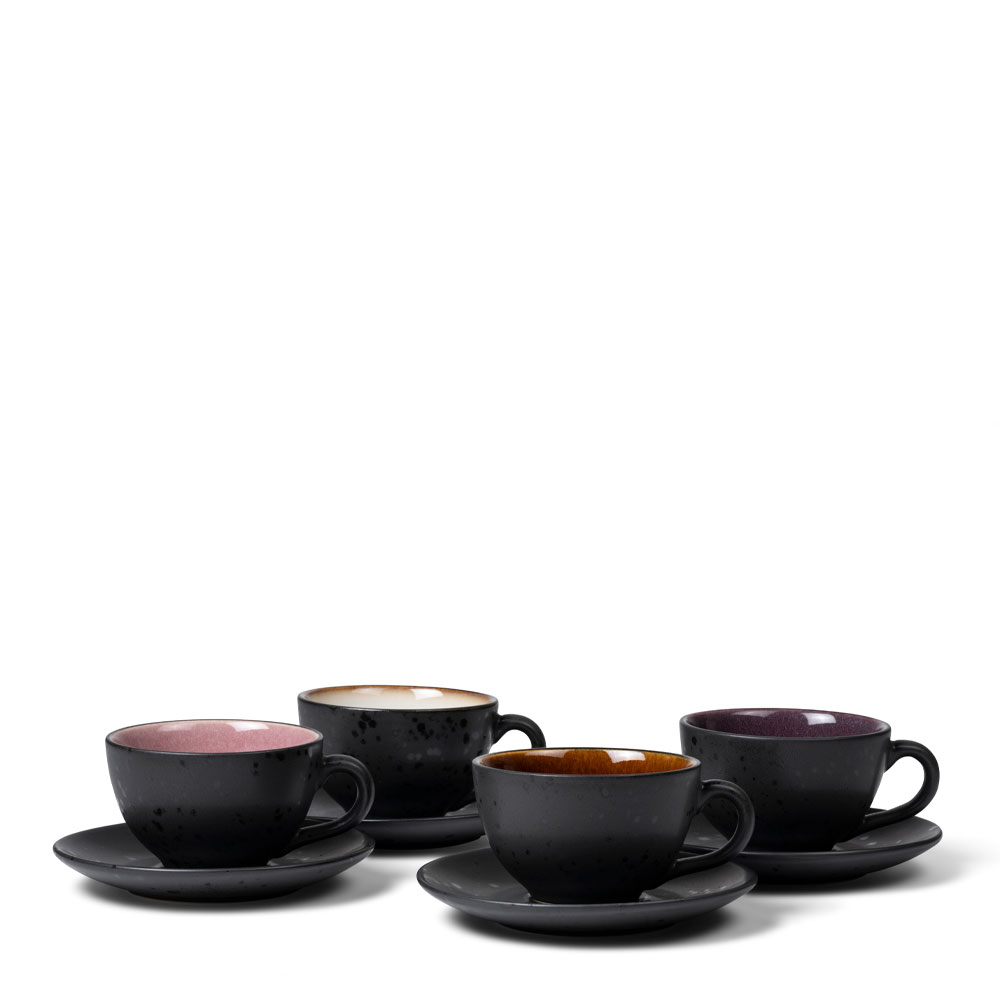 Bitz Kopp med tefat 24 cl 4 stk svart/rosa