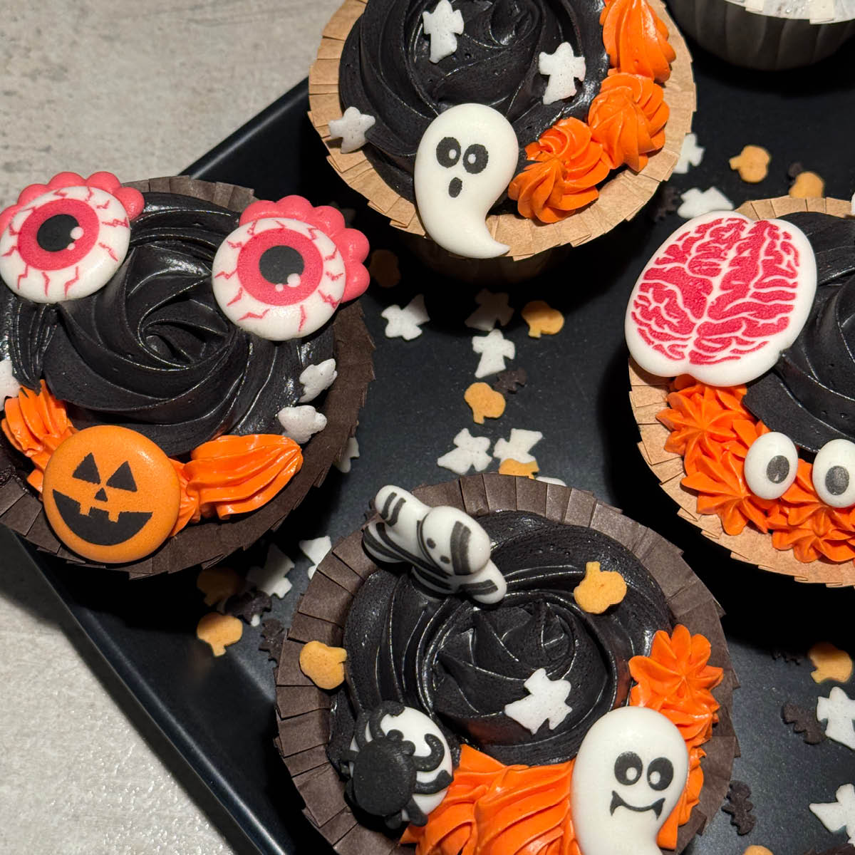 ScrapCooking Halloween spiselig kakepynt 9 stk oransje/hvit