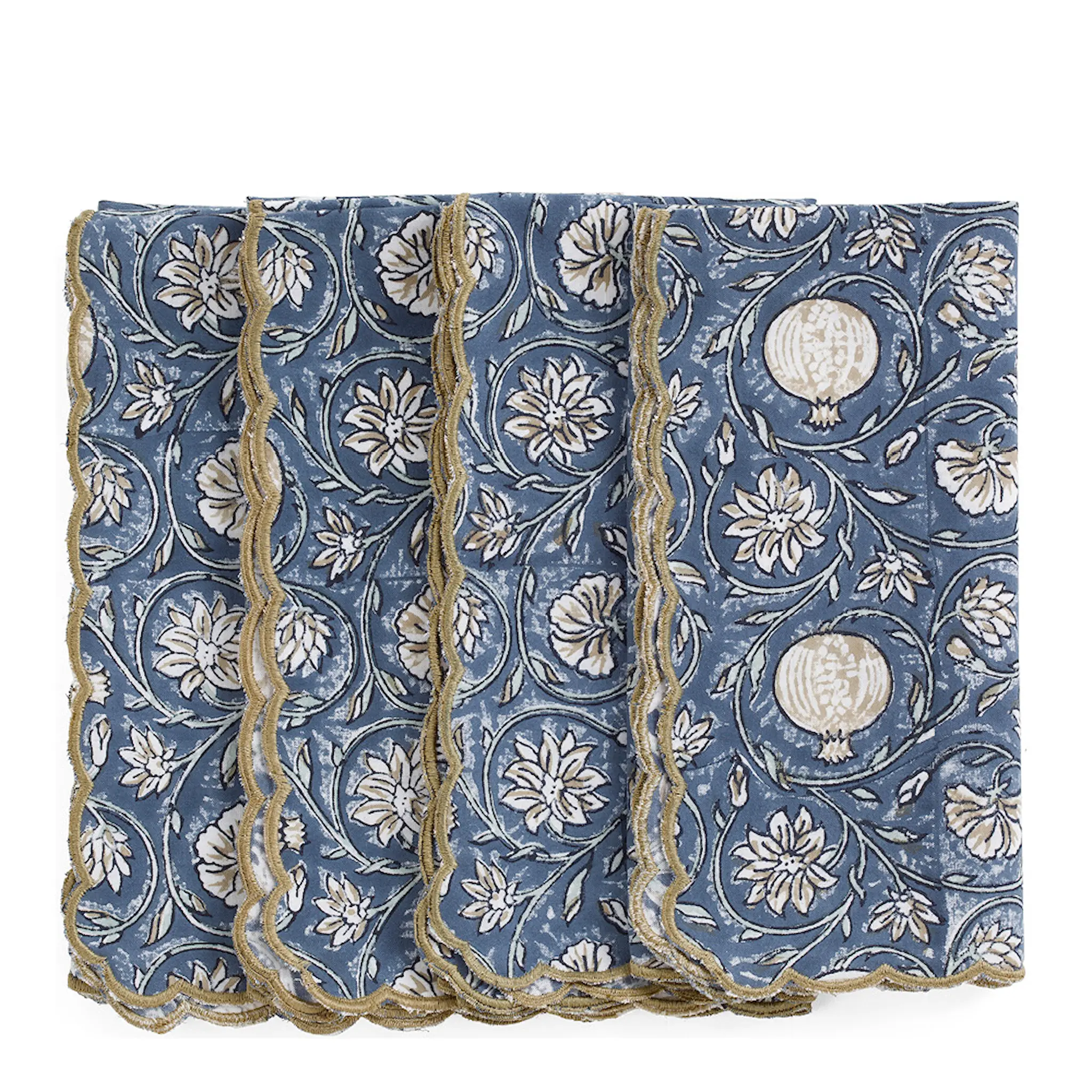 Chamois Scallop Tangier Pomegranate servetter 50x50 cm 4-pack blå