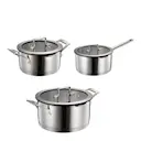 Geo grytset 3 grytor med lock 1,5L/3L/4L borstat stål