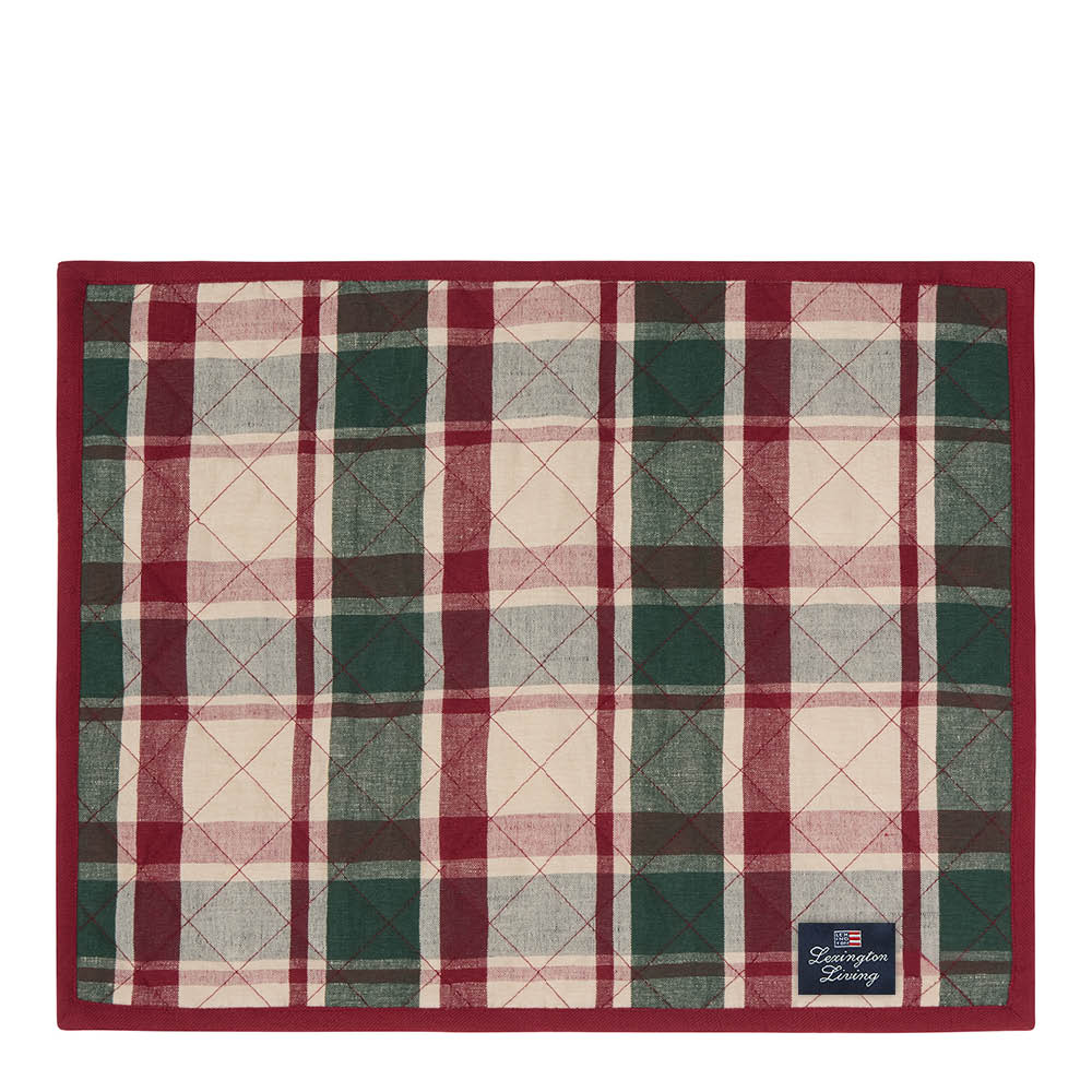 Lexington Spisebrikke vattert lin/bomull 35x45 cm rutete grønn/rød/beige
