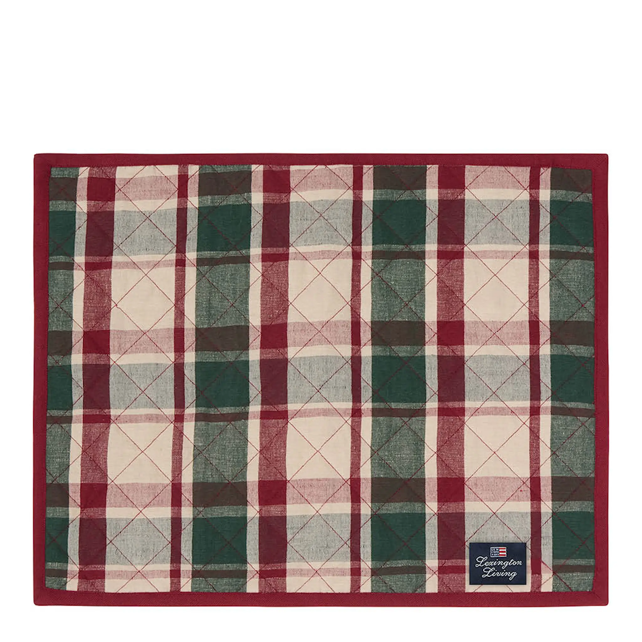 Lexington Bordstablett vadderad linne/bomull 35x45 cm rutigt grön/röd/beige