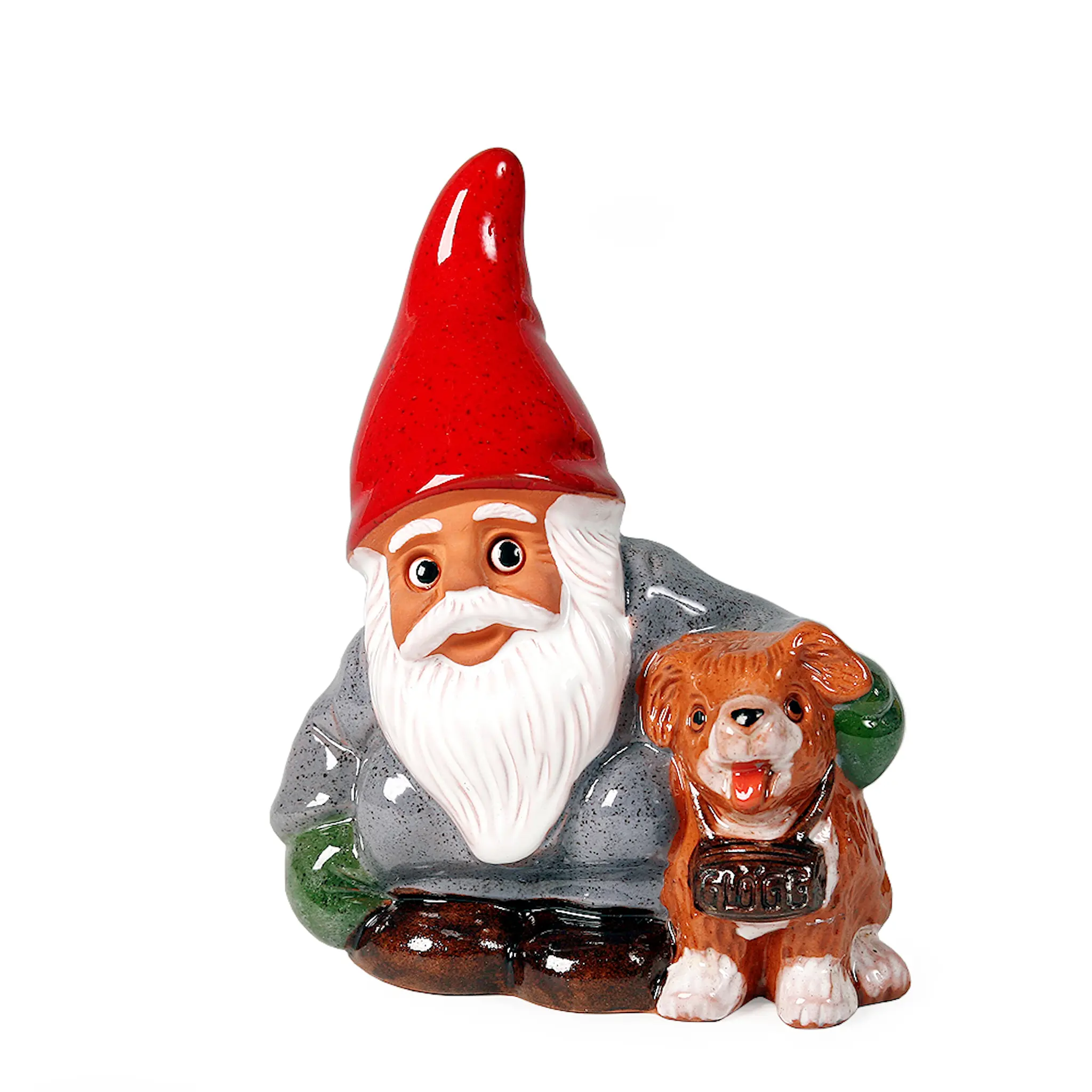 ROLF BERG KERAMIK Tomte med hund 14 cm